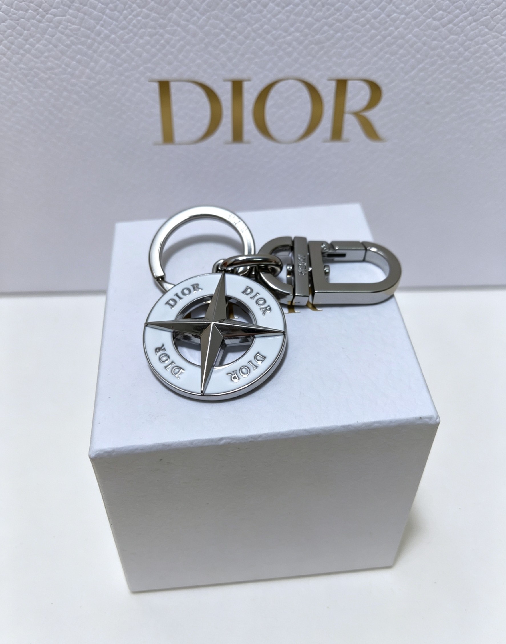 Dior Starburst Compass White Keychain