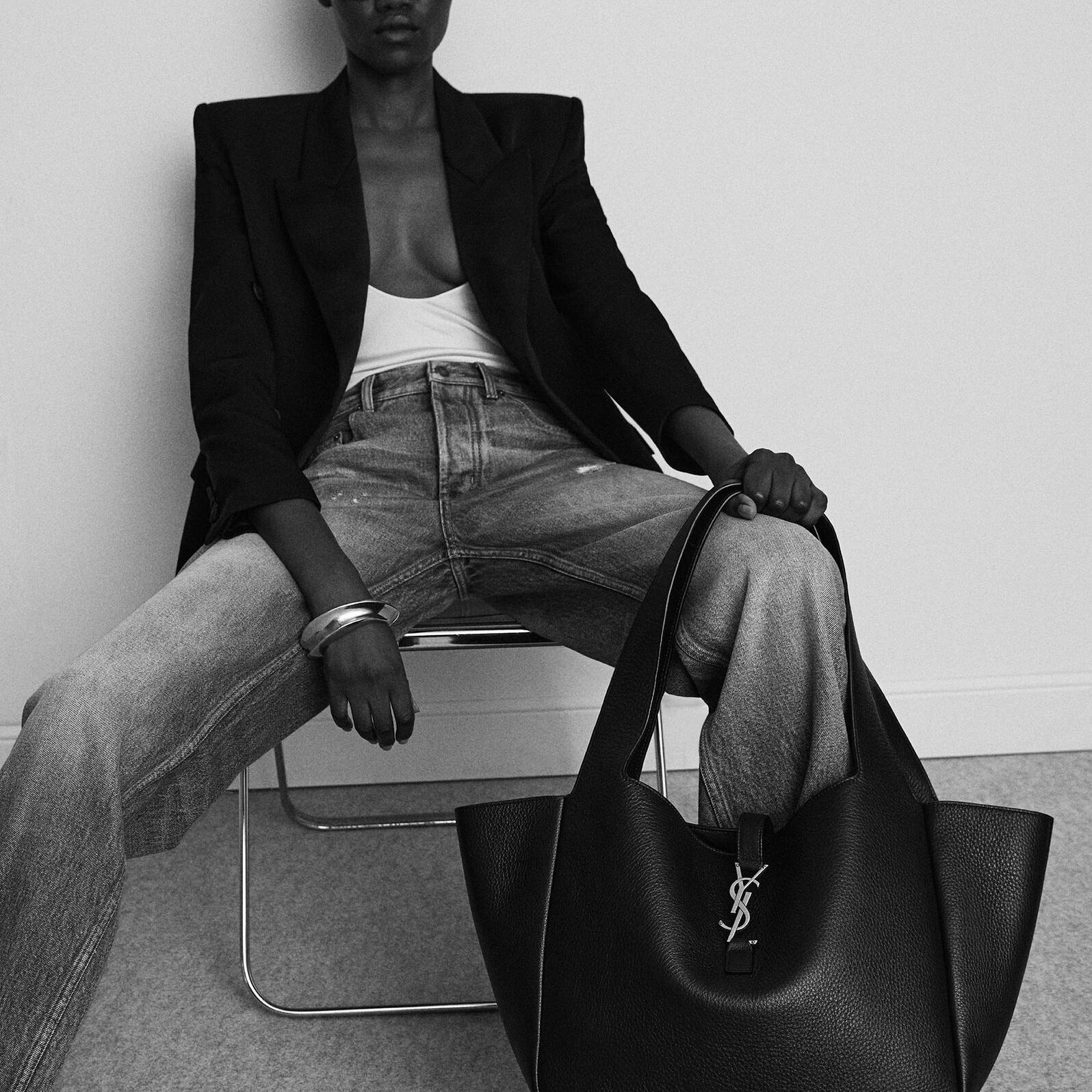 Saint Laurent YSL grained leather Tote Bag