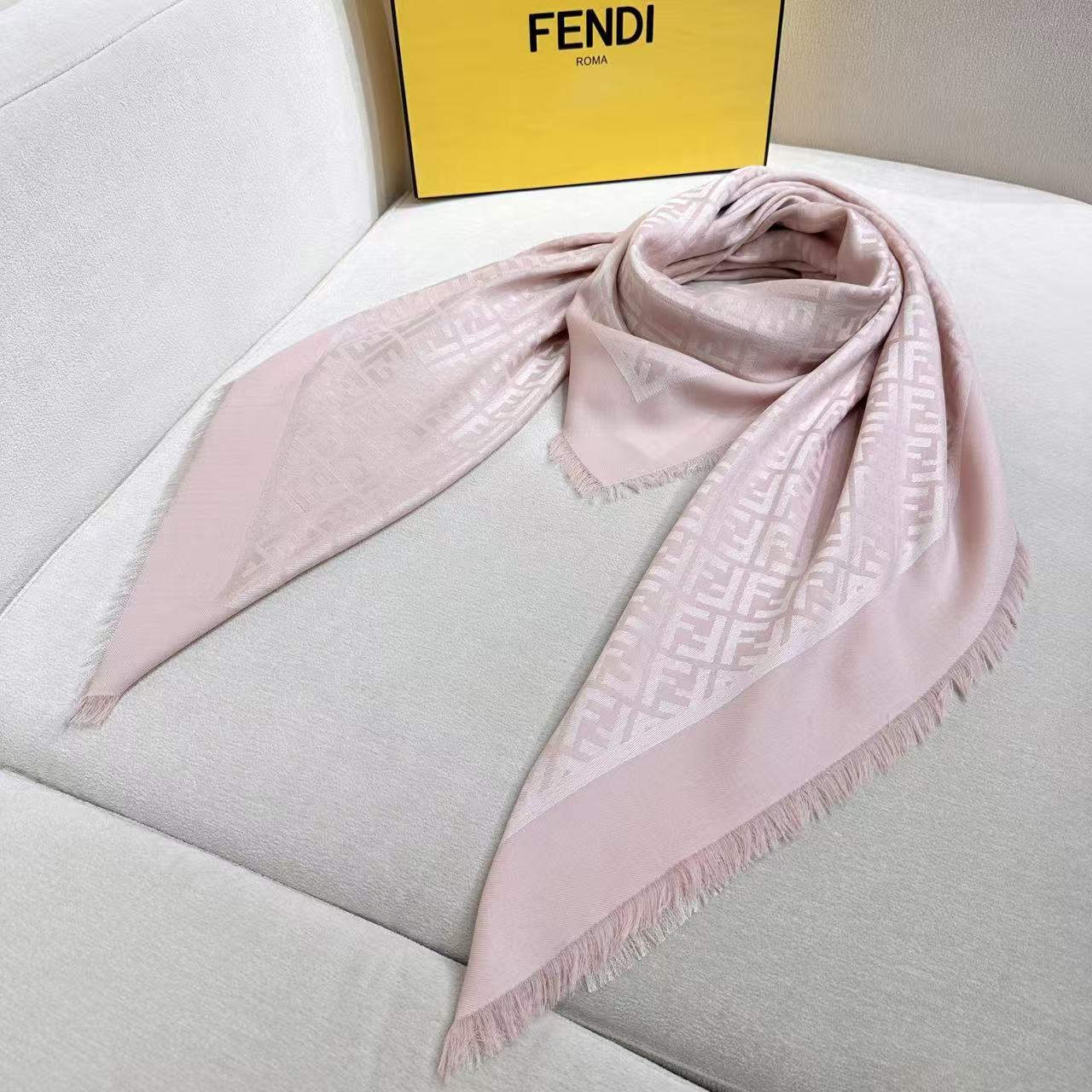 Fendi FF logo Silk and Cashmere Shawl 140