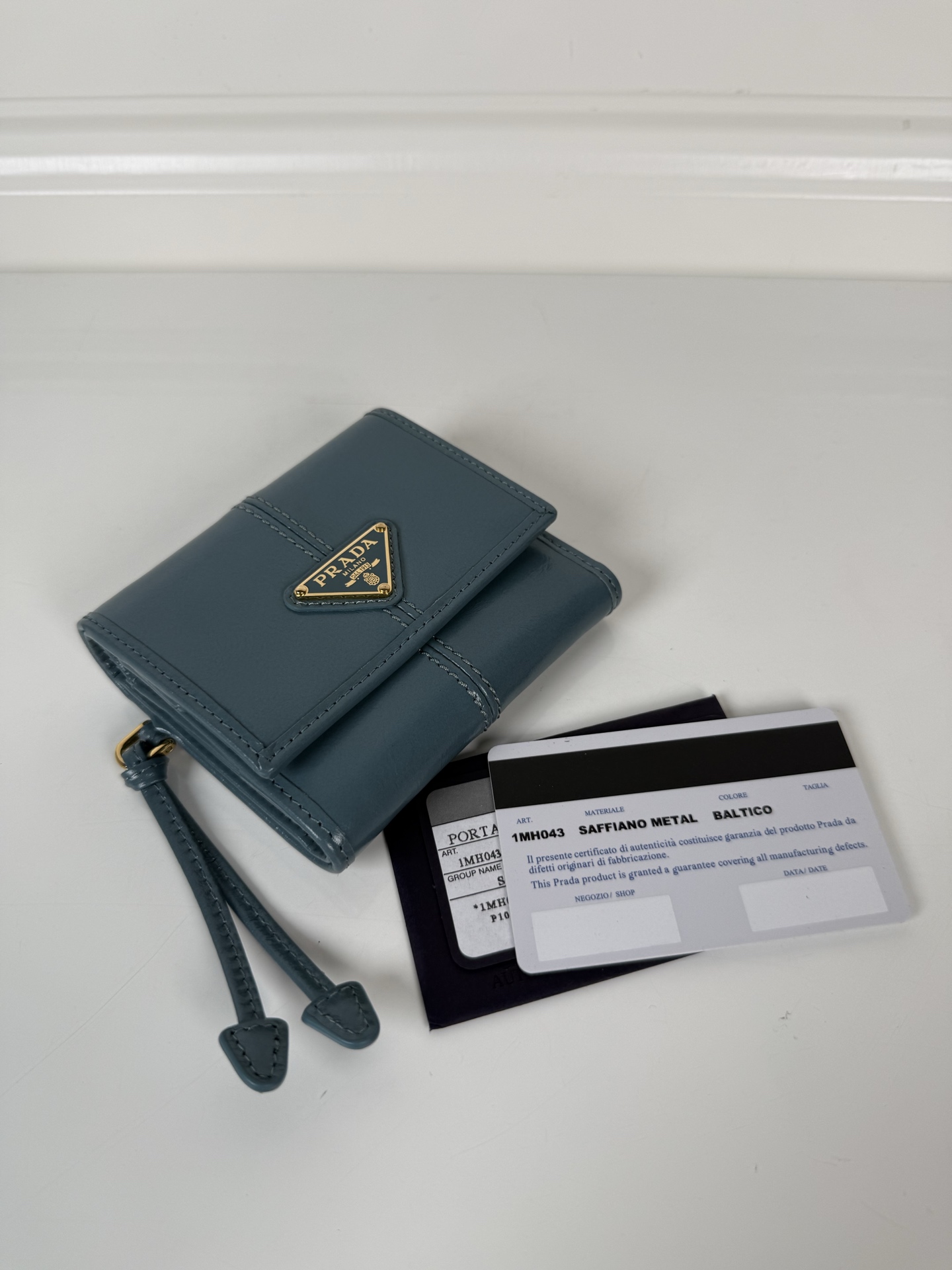 Prada Calfskin Small Wallet-Blue