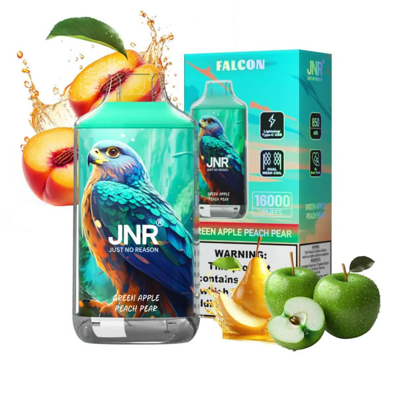JNR Falcon 16K Rechargeable Disposable Vape – Green Apple Peach Pear