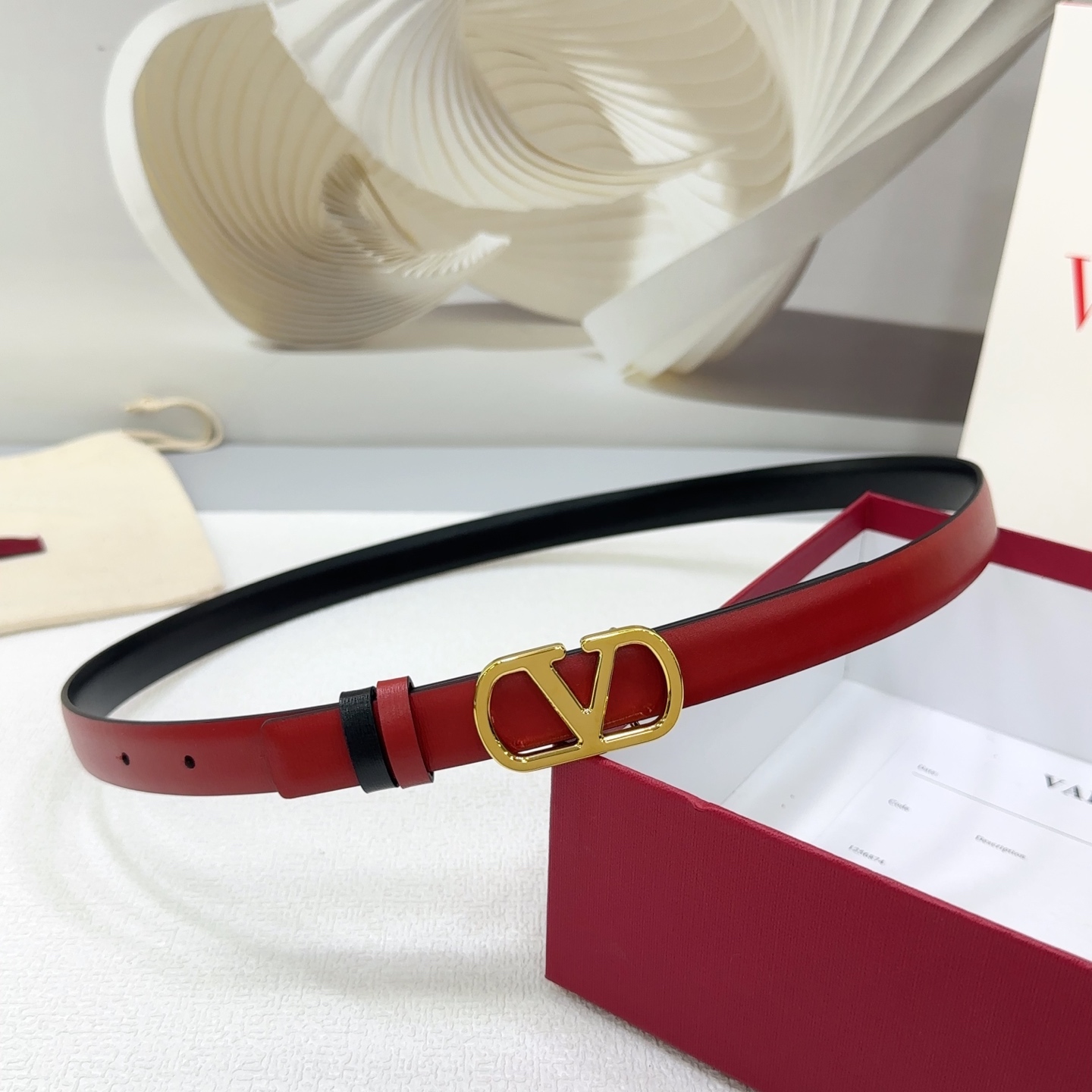 Valentino Reversible Leather Belt 2cm