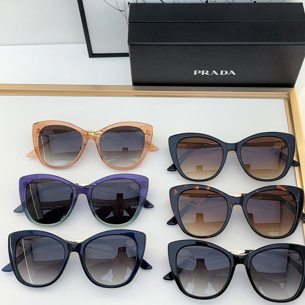 Prada Cat Eye Hollow Out Triangle Logo Upswept Frame Sunglasses Top quality - KAIROO
