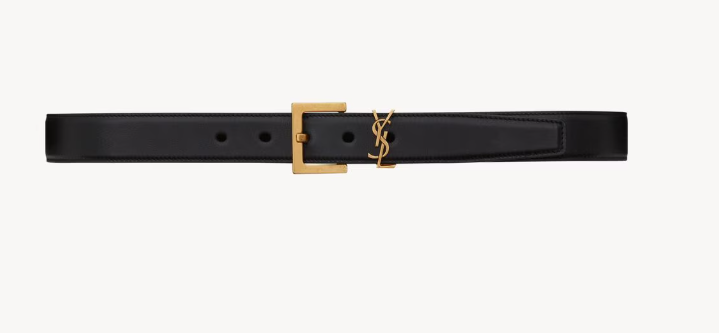 Saint Laurent Black Cassandre Belt 3cm in Smooth leather