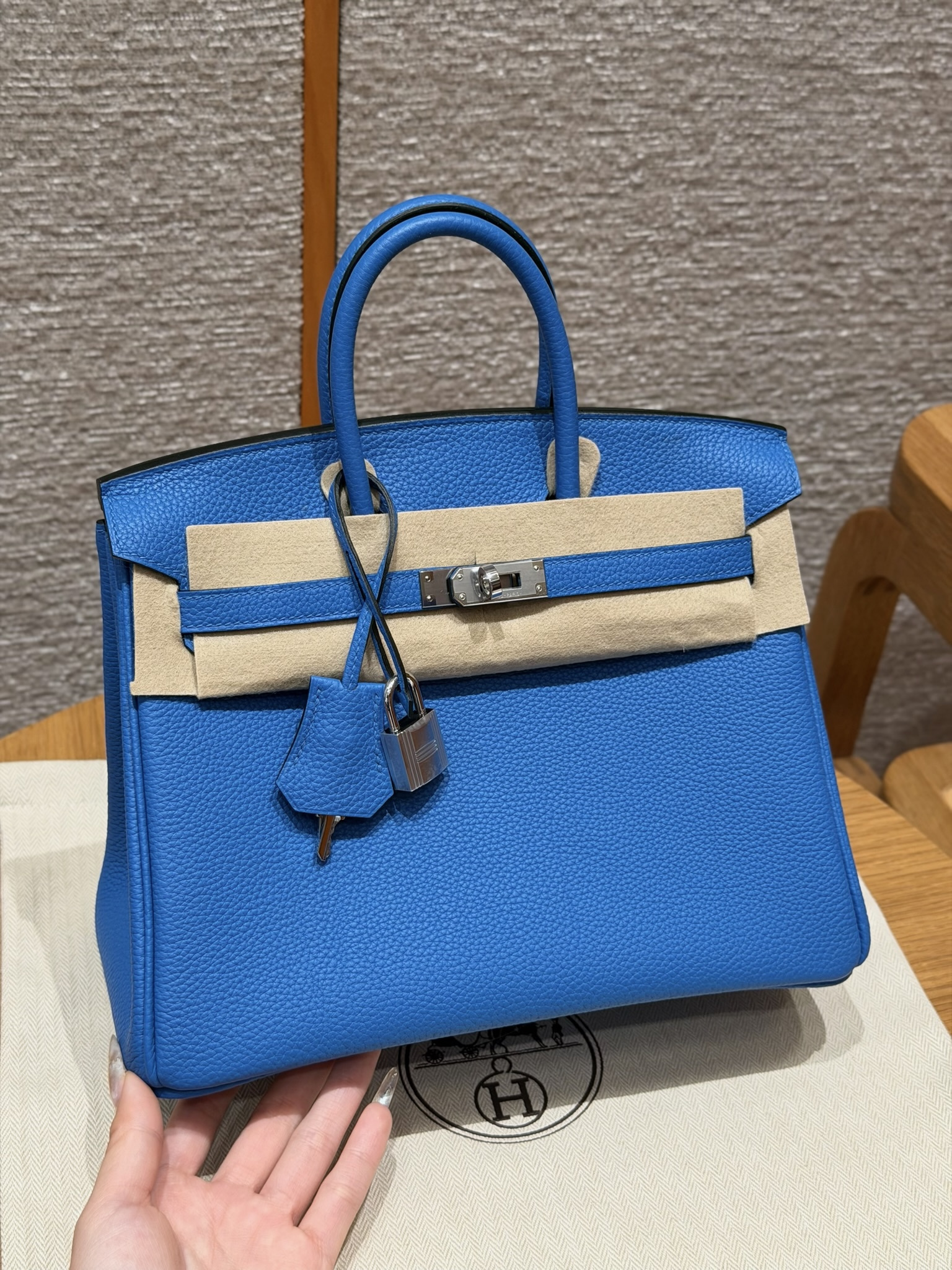 Hermes Blue Zalige Togo Birkin 25 Bag