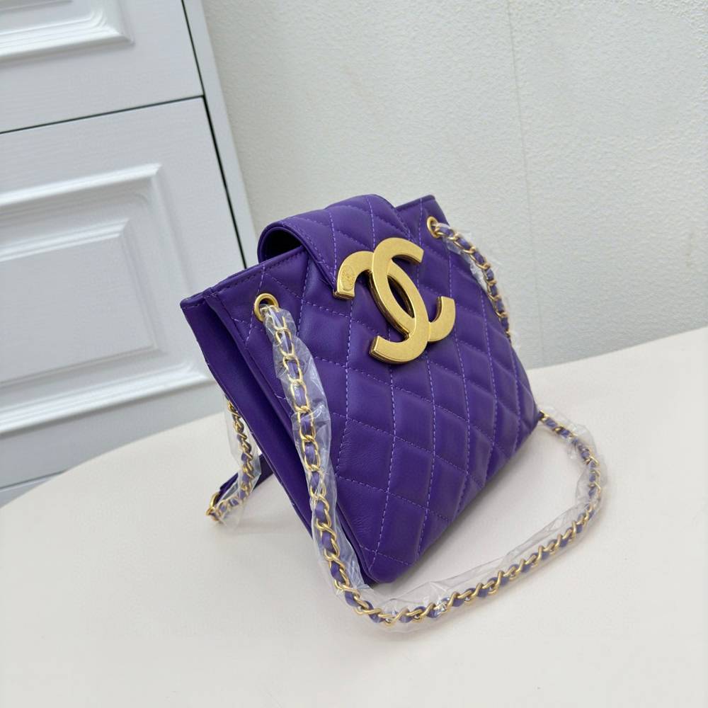 Chanel  Vintage Logo Quilted Lambskin Shoulder Bag