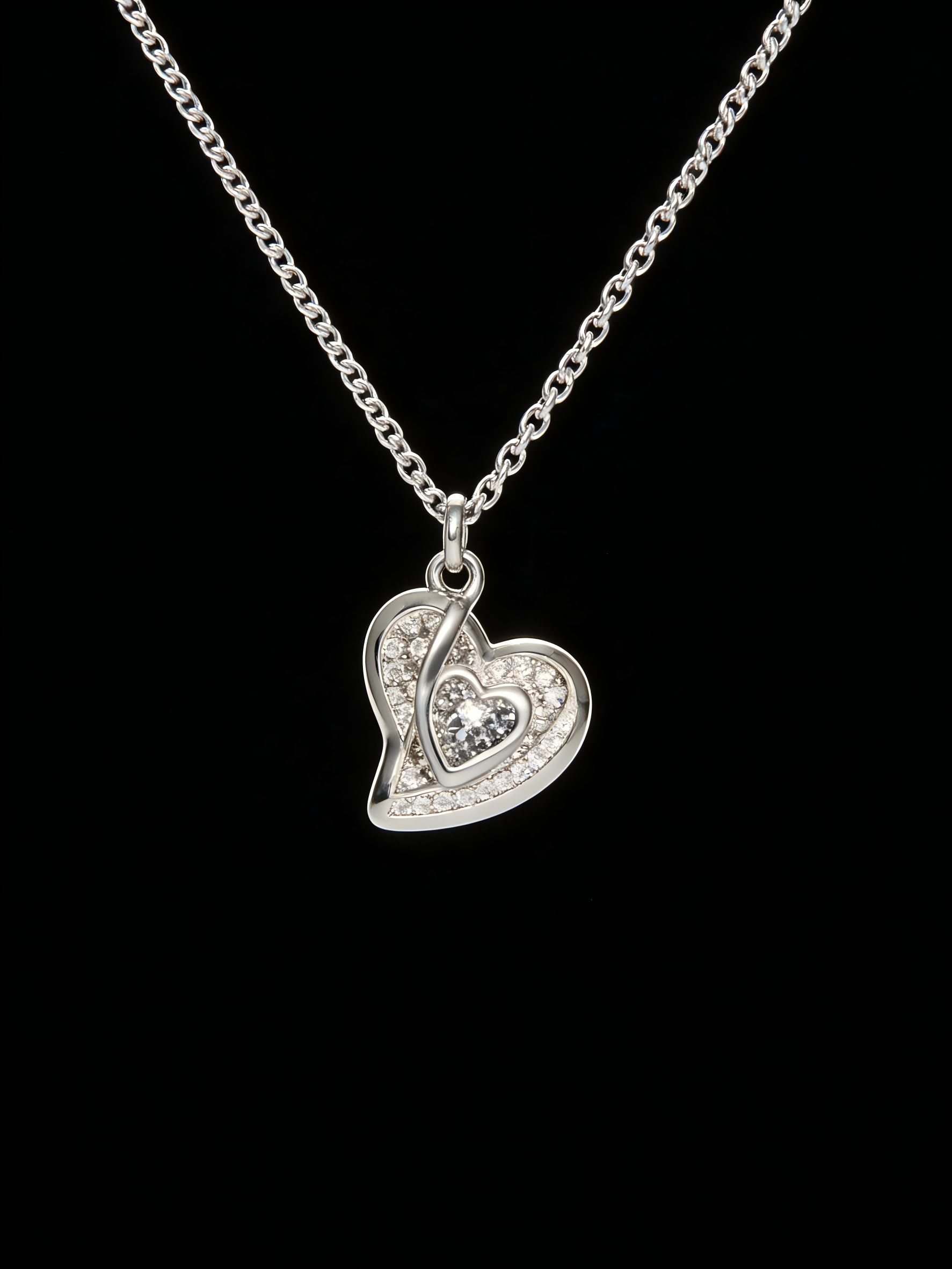 Dainty Two-Tone Heart Saturn Pendant Necklace for Women – Minimalist Silver & Gold Jewelry Gift for Her