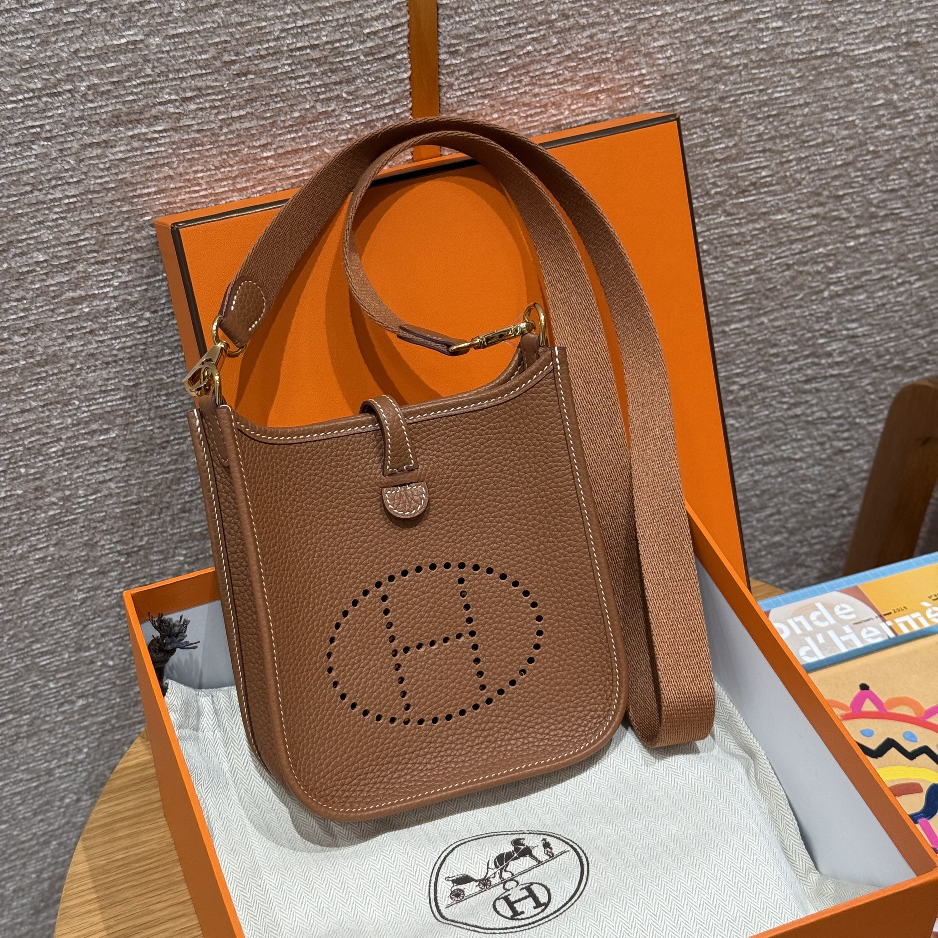 Hermes Gold Clemence Mini Evelyne 16