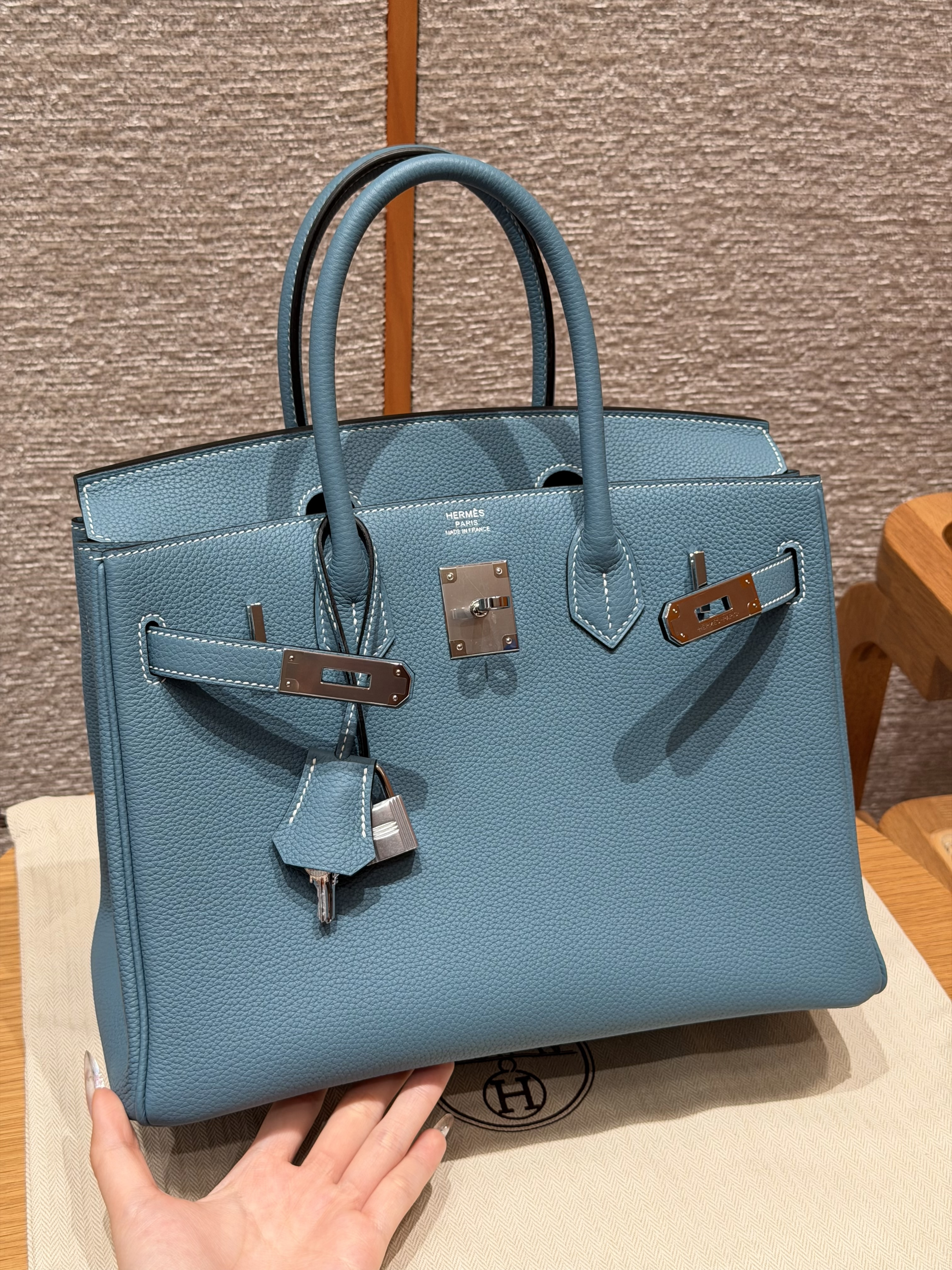 Hermes Rouge H Togo Birkin 30 Bag