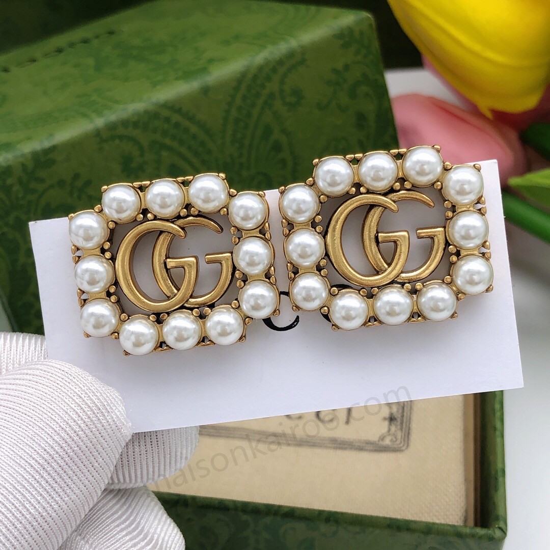 Gucci Pearl Square Studs Earrings - KAIROO