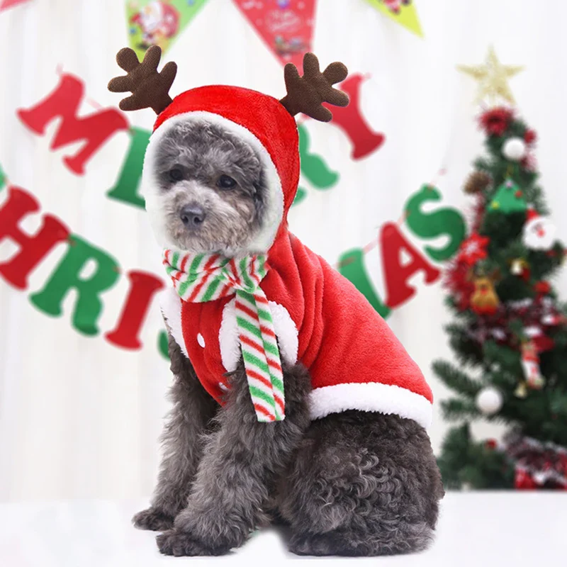 Dog Christmas Clothes Autumn Winte Soft Flanne New Year Pet Clothes for Small Medium Dogs Chihuahua Costume Christmas Dog Coats