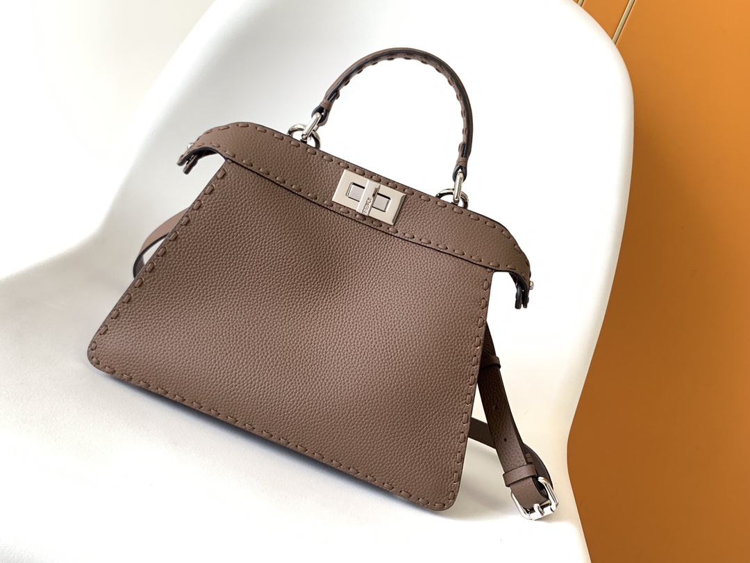 Fendi Iconic Peekaboo ISeeU Small Selleria Bag-Dark brown