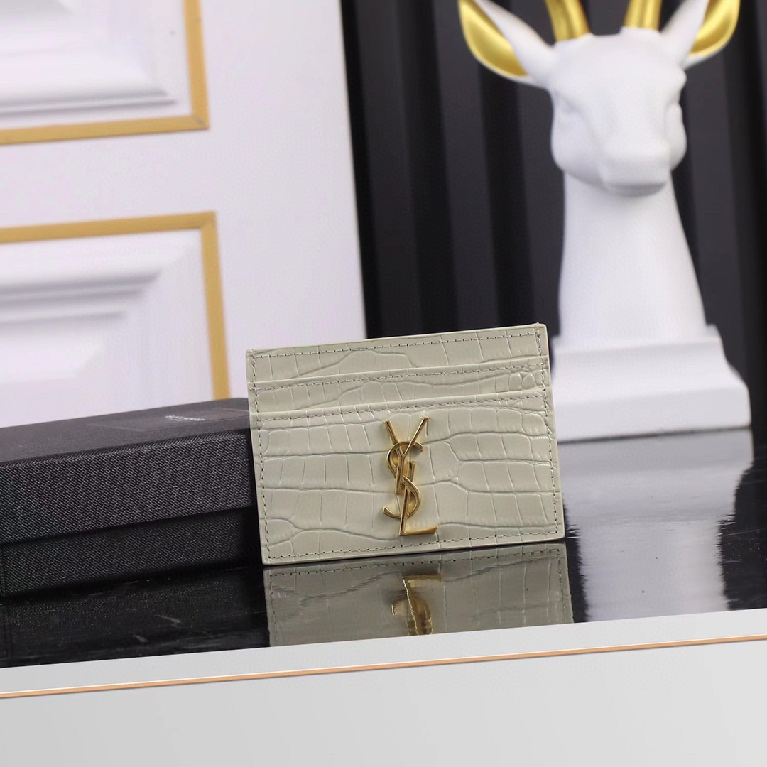 Saint Laurent YSL Crocodile Print Card Bags card holder wallet