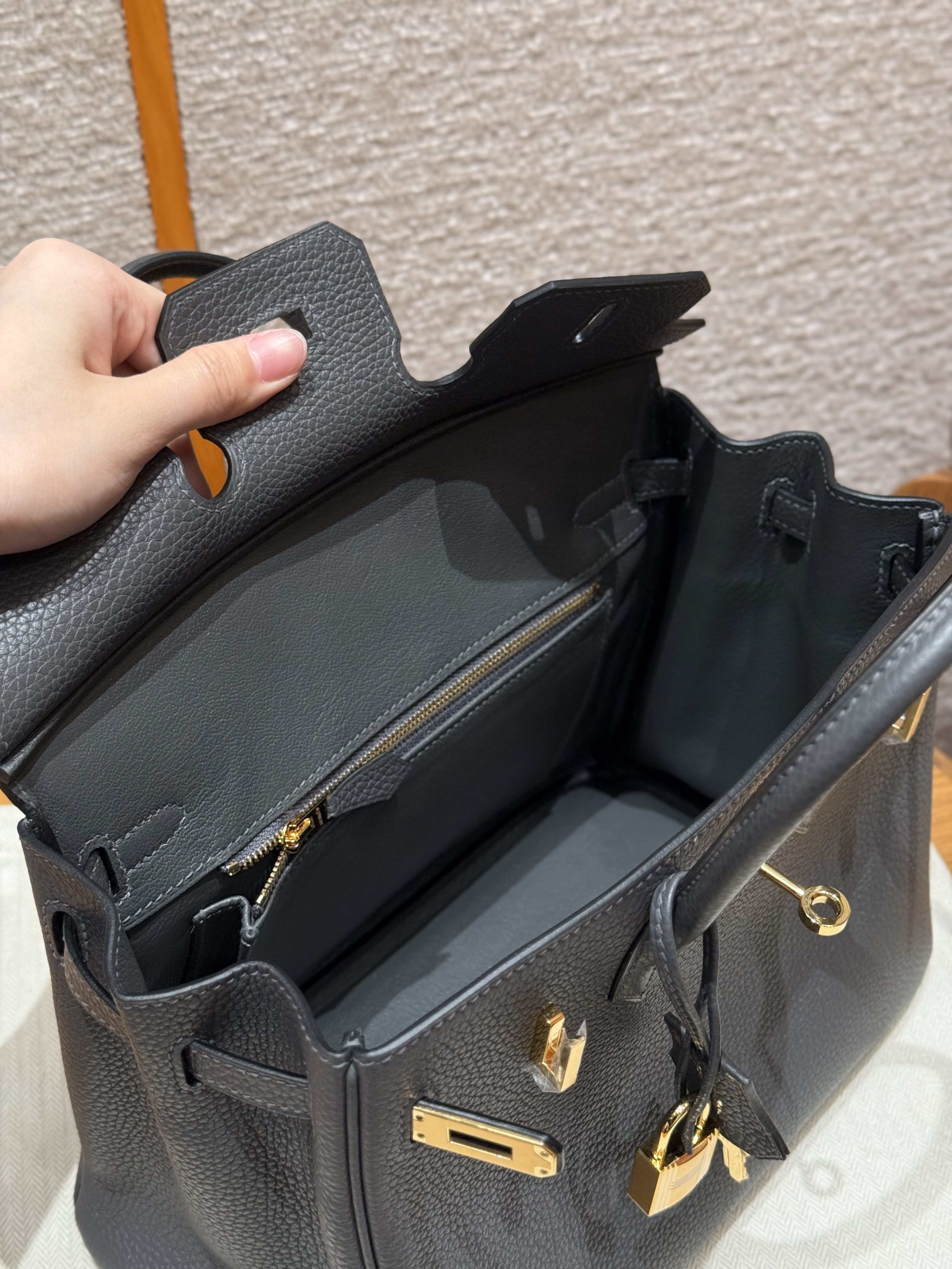 Hermes Graphite Togo Birkin 25 Bag