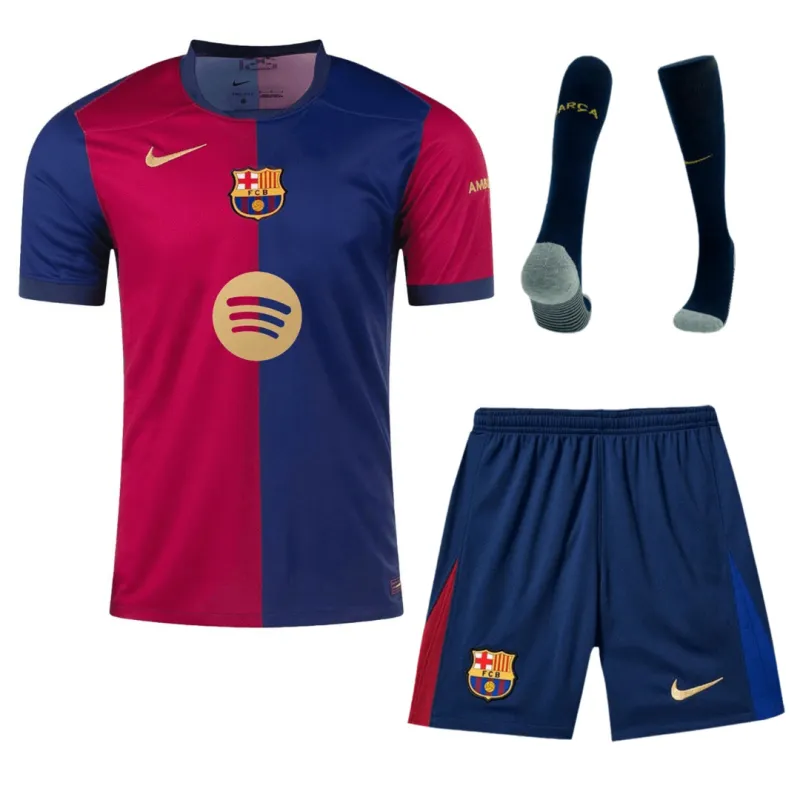 24-25 Barcelona Home Full Kit(Jersey+Shorts+Socks)  - Spotify Logo Without Text