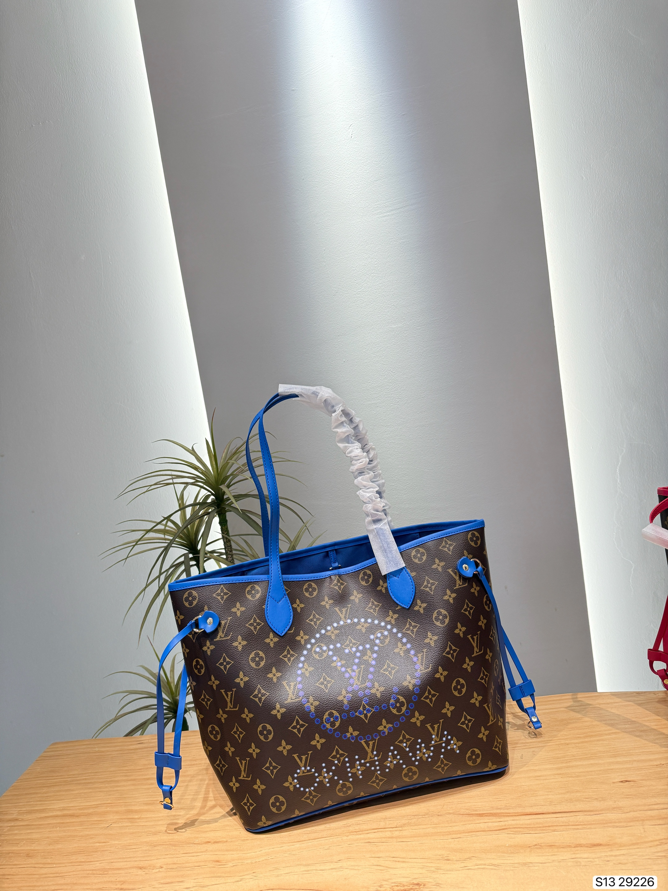 Louis Vuitton LV Neverfull MM Monogram Faux Rhinestone Graphic OKINAWA Logo Tote Bag With Pouch - KAIROO