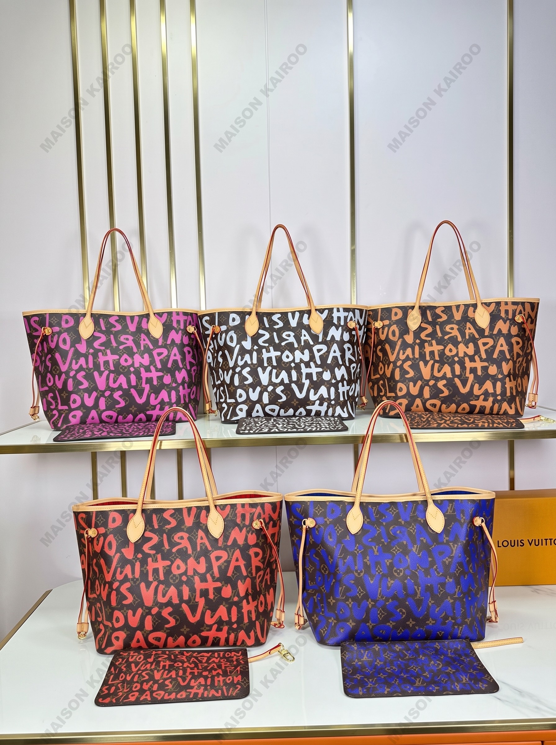 Louis Vuitton LV x Stephen Sprouse Neverfull MM Graffiti Over Letters Monogram Coated Canvas Tote Bag - KAIROO