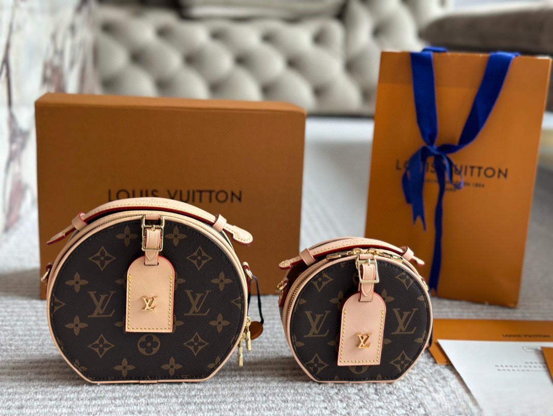 Louis Vuitton LV Boite Chapeau Souple Hat Box Light Brown Monogram Canvas Shoulder Top Handle Bag - KAIROO