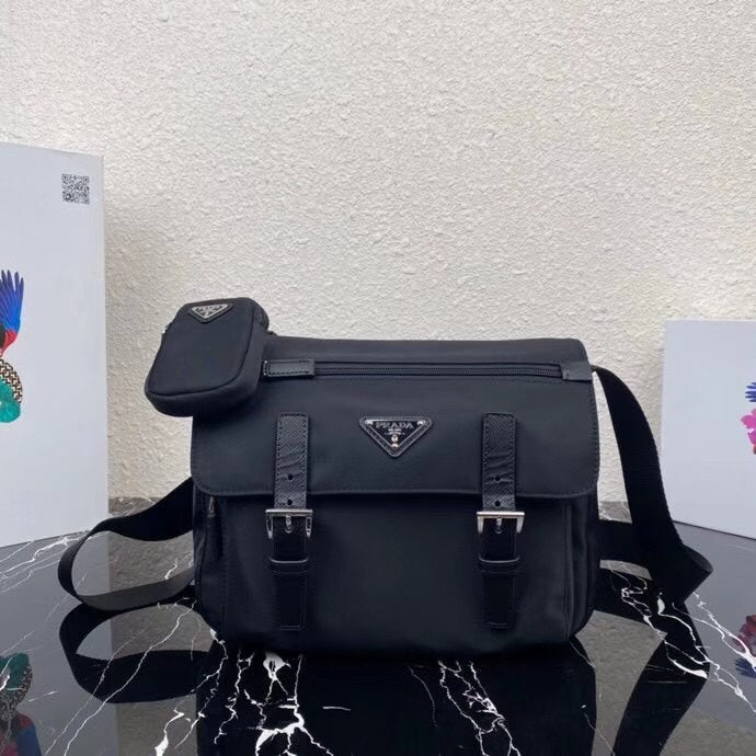 Prada SMALL 27 SHOULDER BAG IN BLACK RE-NYLON
