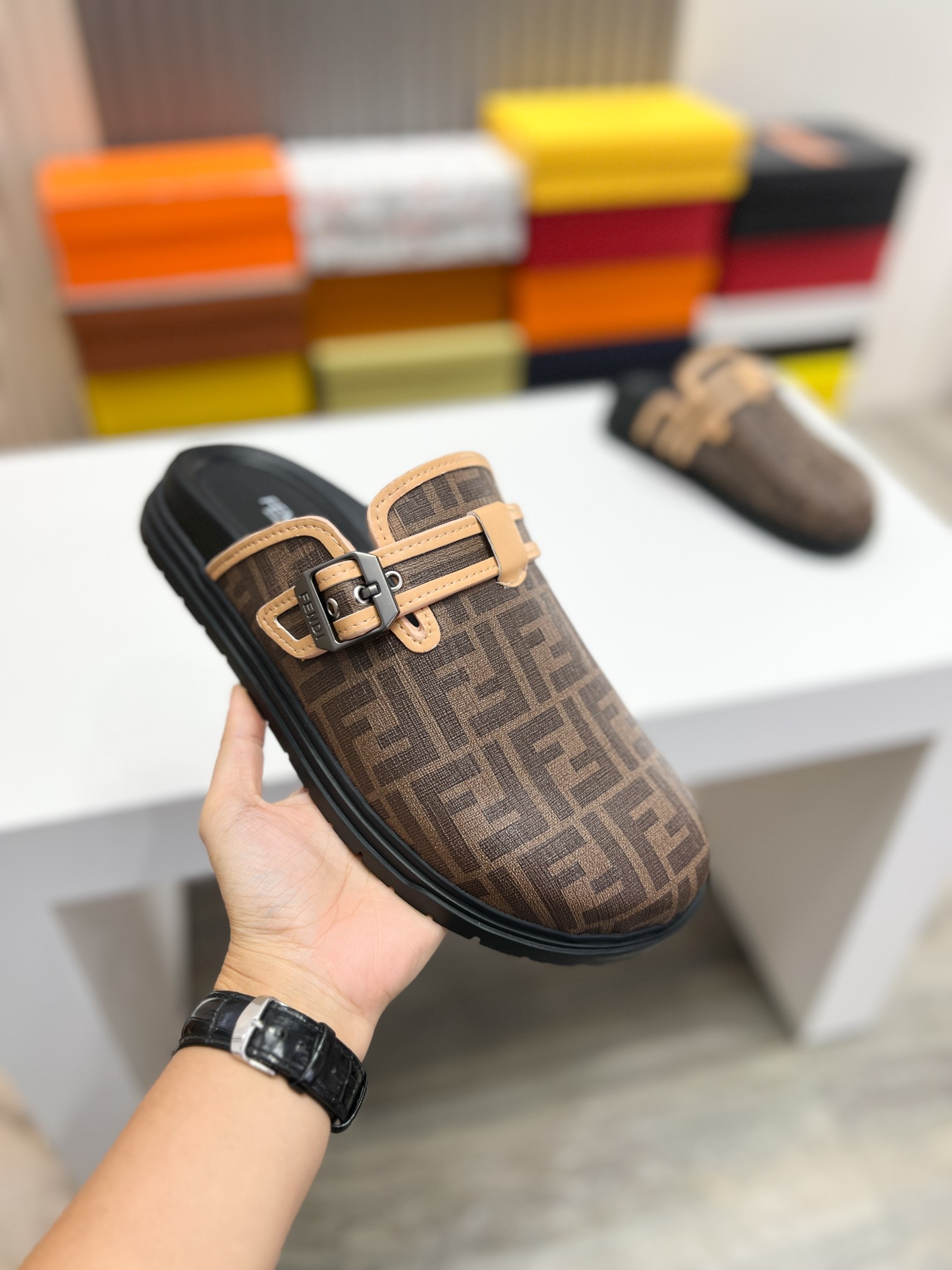 Fendi Diagonal Men's Mules