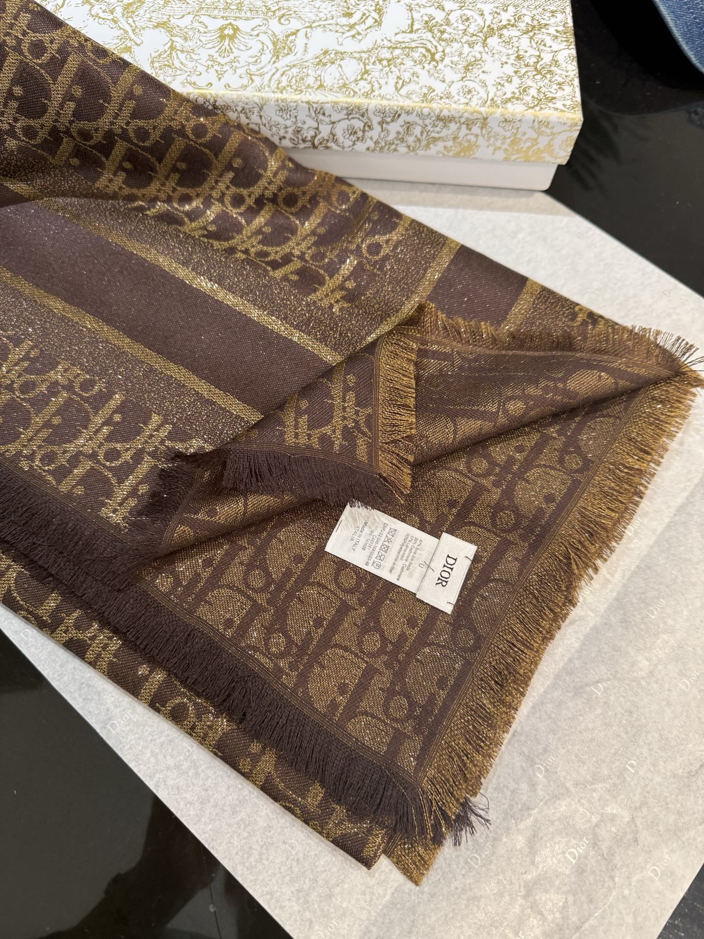 Dior Classic Oblique Silk and cashmere shawl