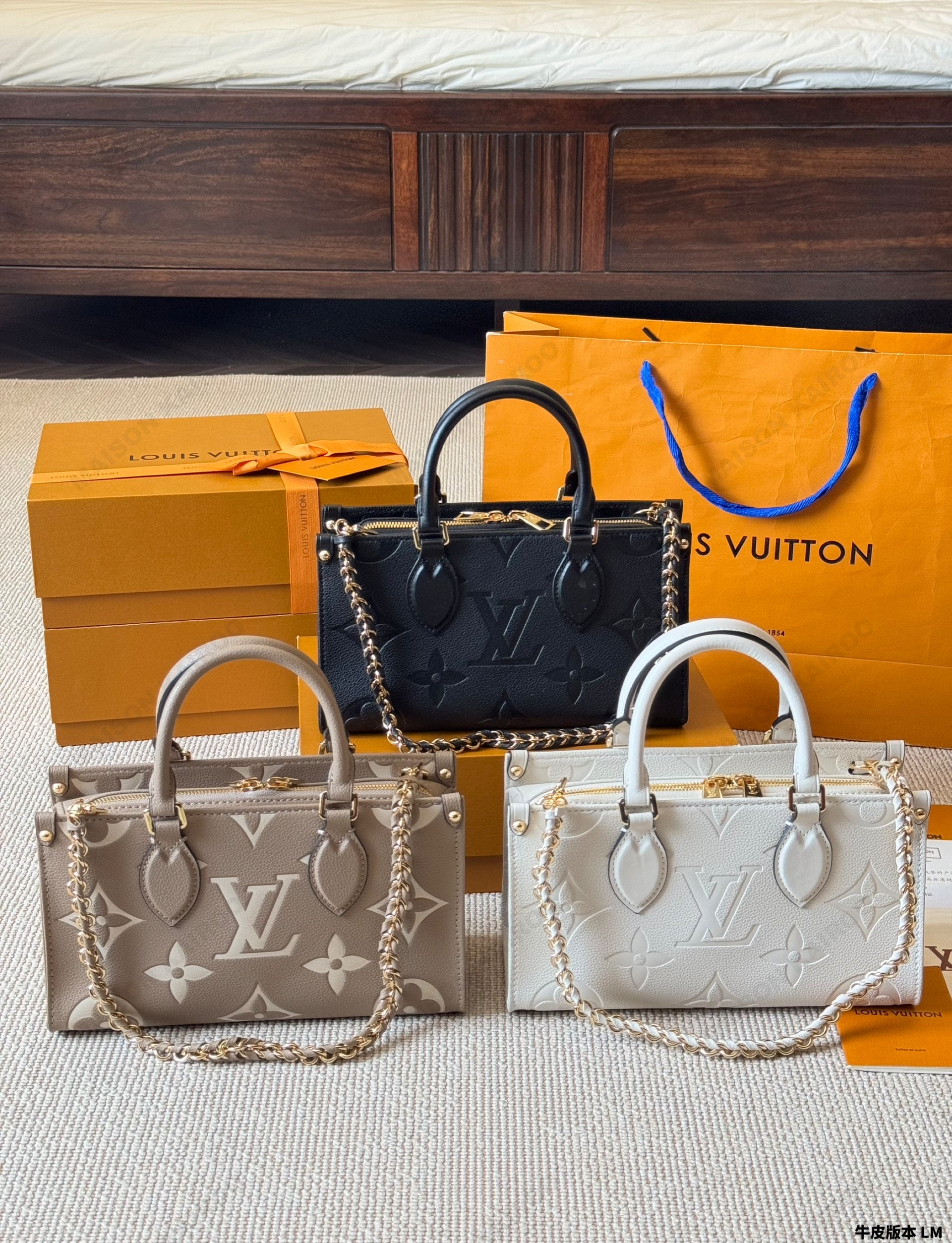 Louis Vuitton LV OnTheGo East West Giant Monogram Empreinte Leather Zipper Chain Top Handle Tote Bag - KAIROO