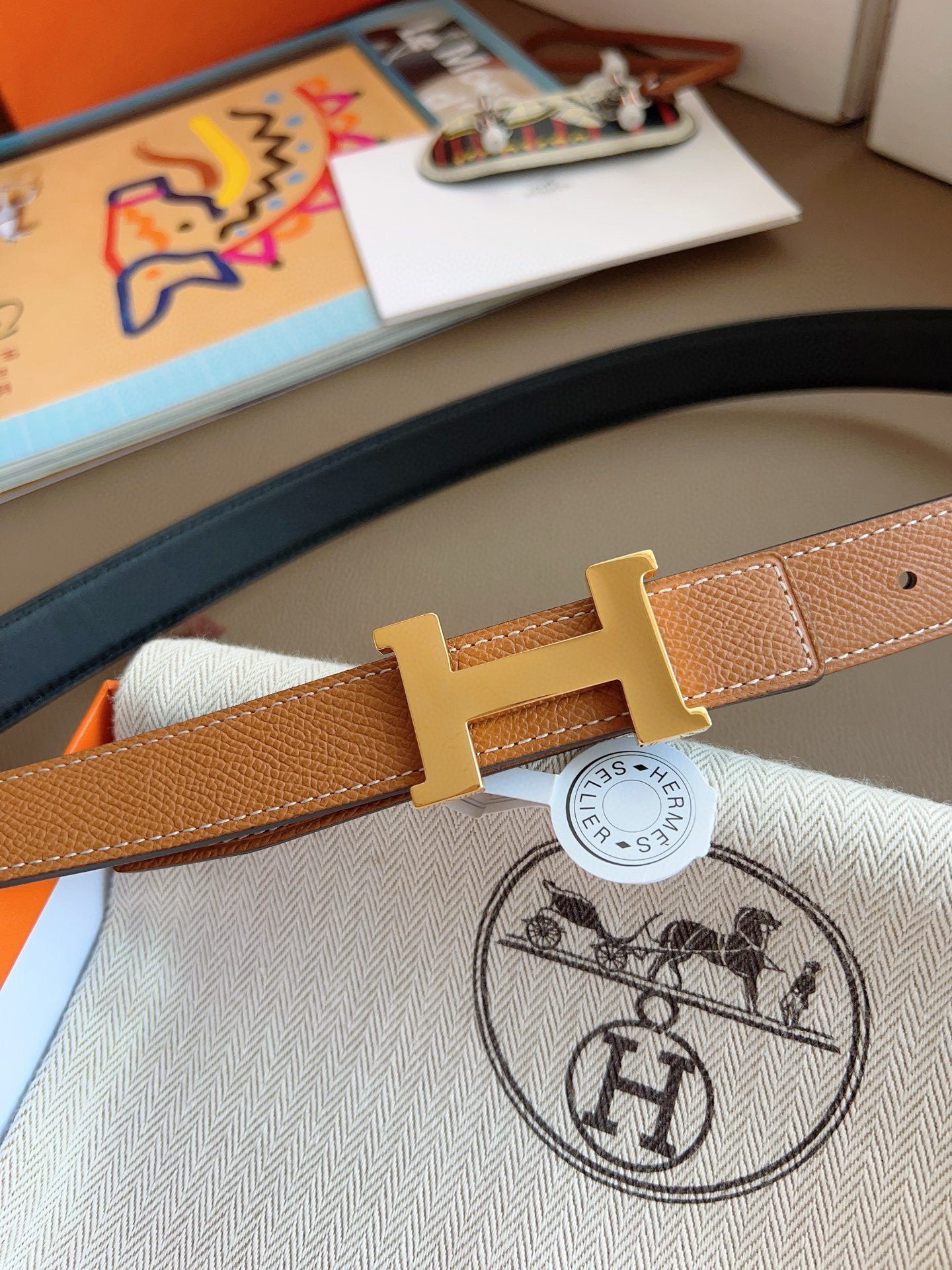 Hermes Mini Constance  Reversible Leather Belt 24mm