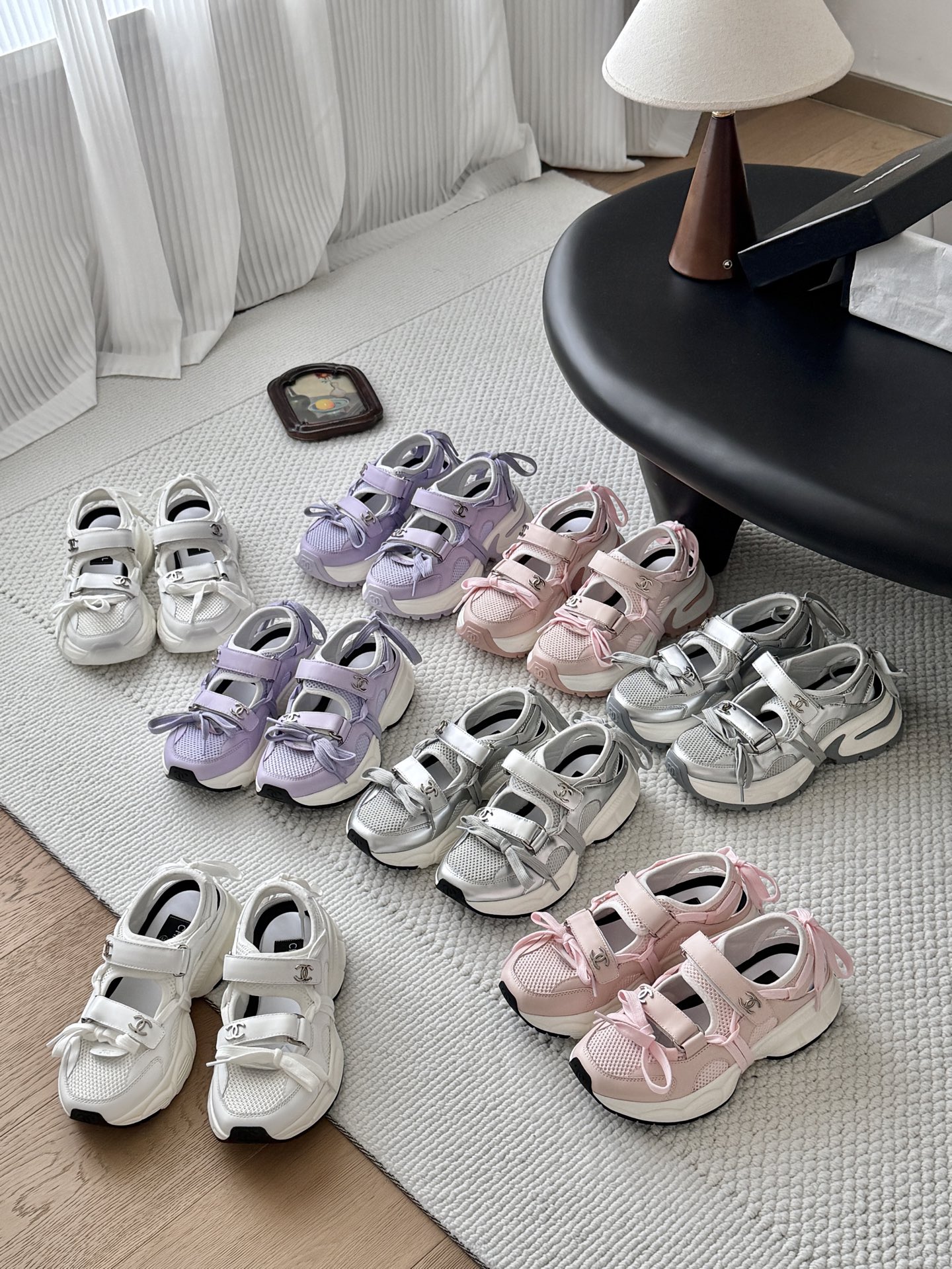 Chanel Mesh Bow CC Velcro Platform Sneakers - KAIROO
