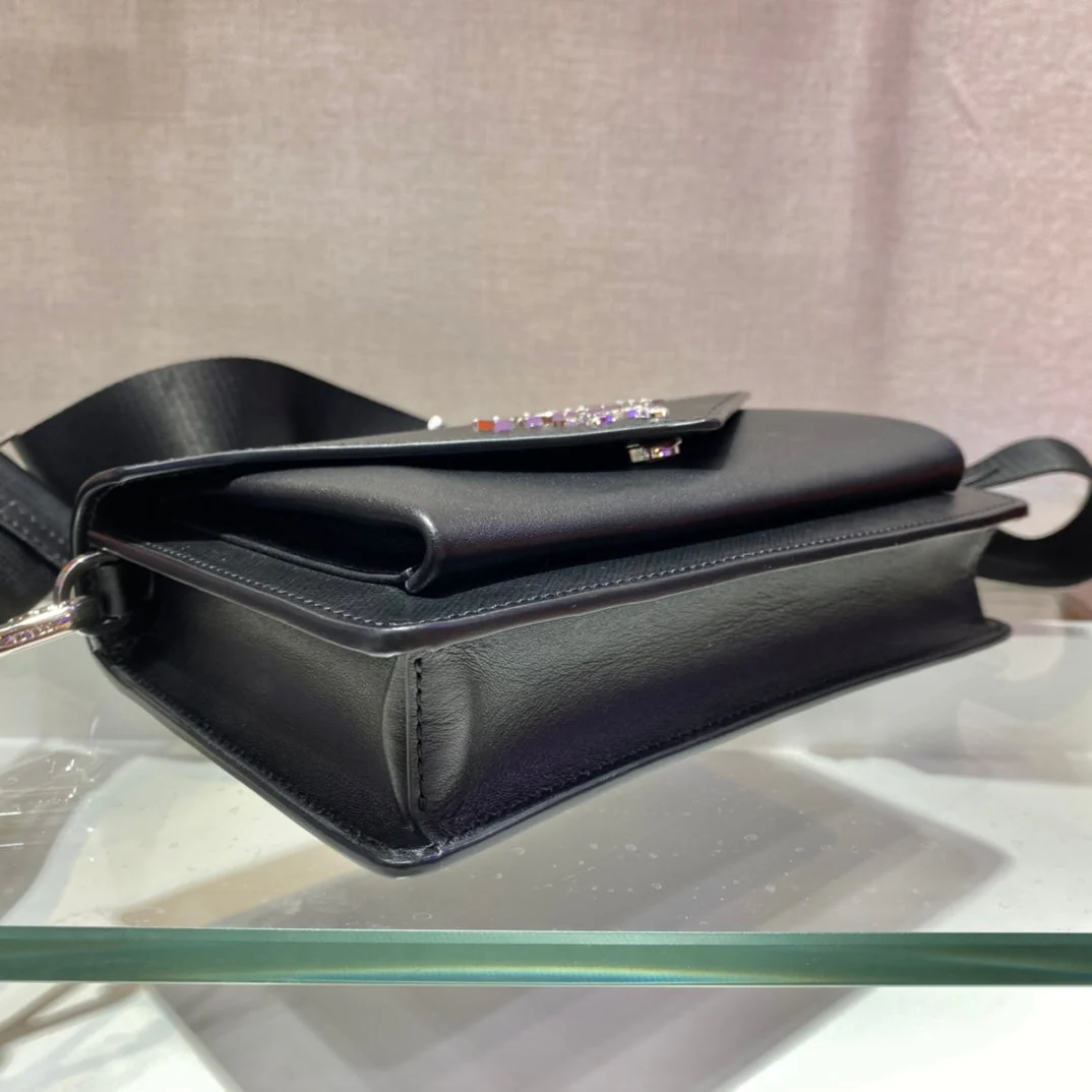 Prada ENVELOPE FLAP BAG 20 IN BLACK SAFFIANO LEATHER