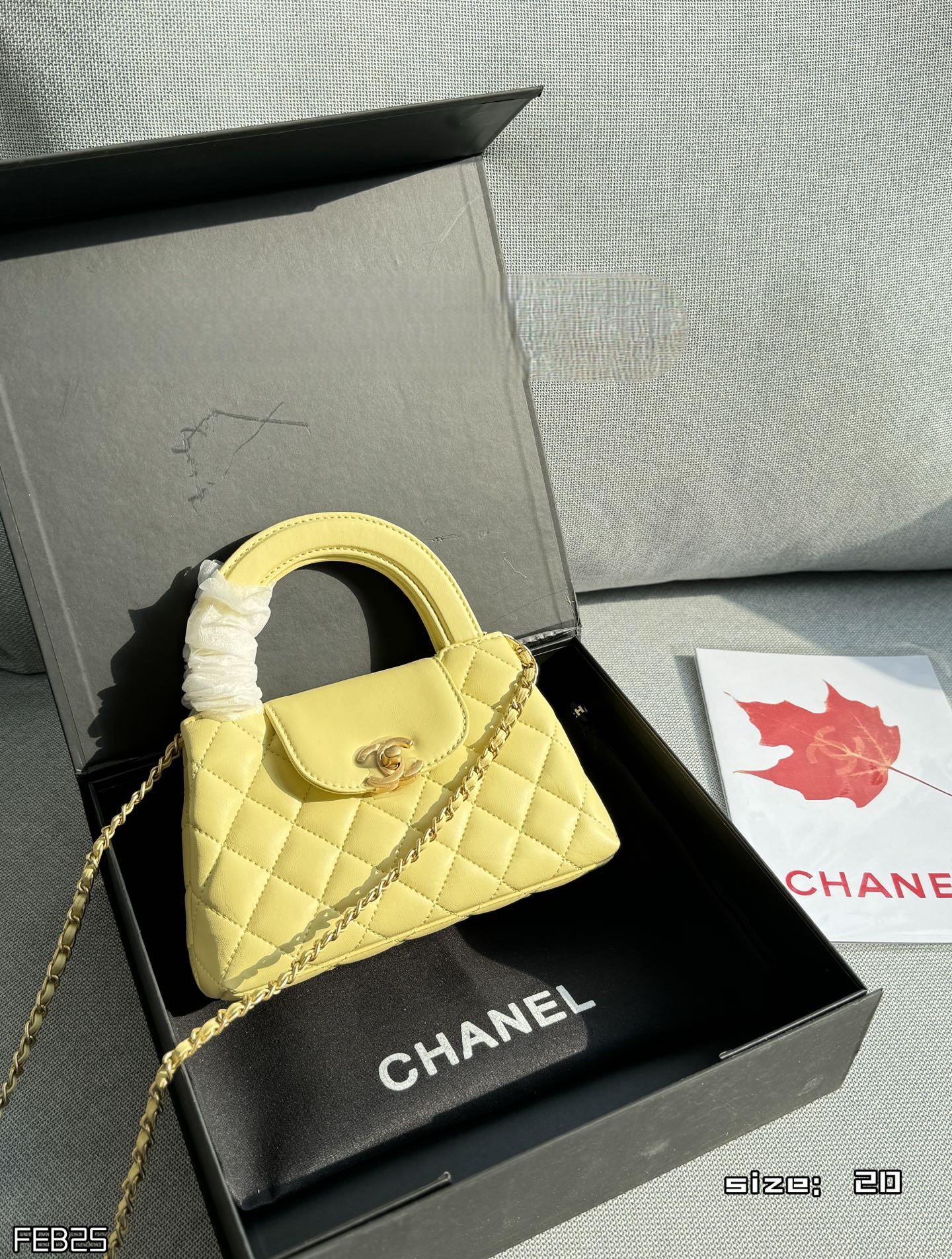 Chanel Mini Kelly 19CM Diamond Quilted Shiny Leather Chain Top Handle Crossbody Bag - KAIROO