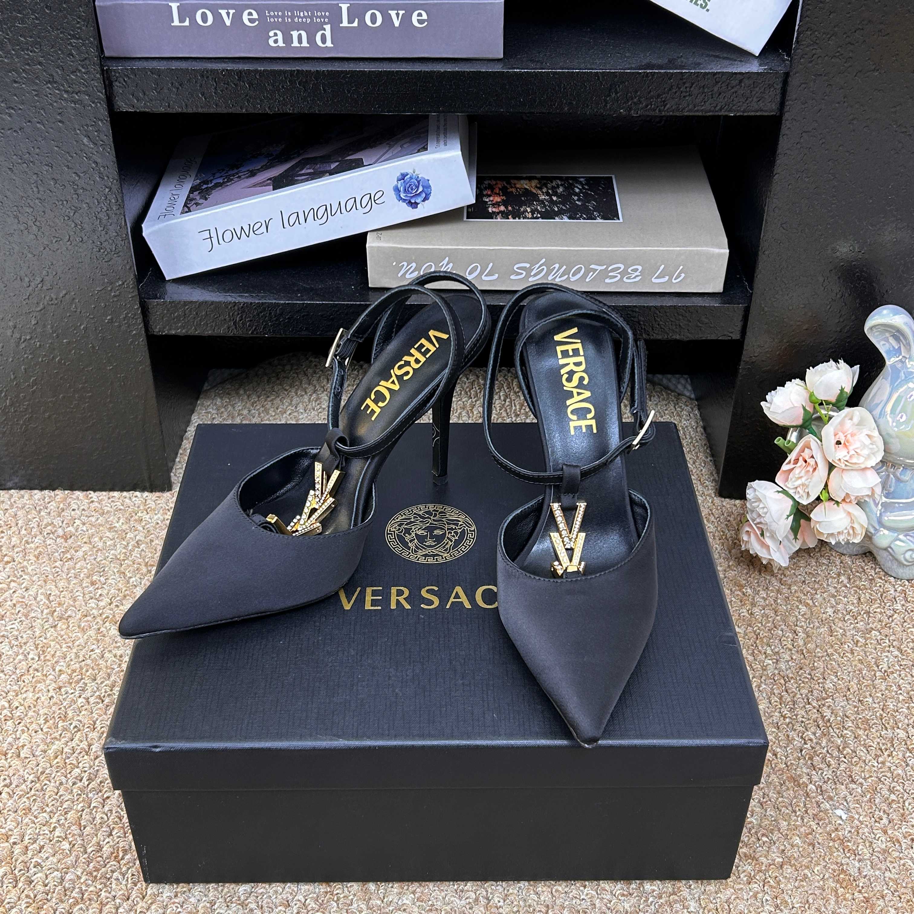 Versace Gianni Ribbon Satin Slingback Pump