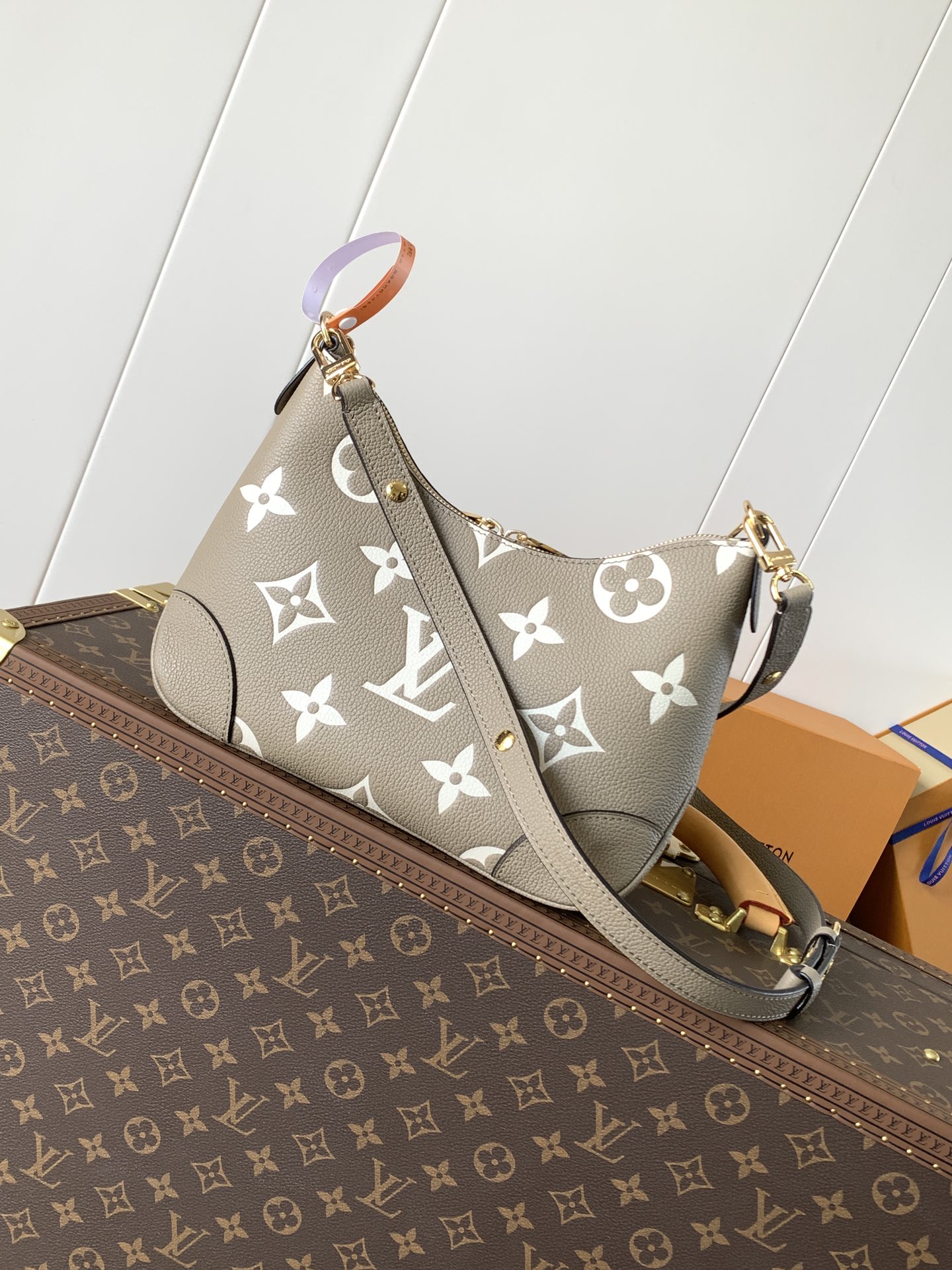 M13224 LV Boulogne PM Bag in Dove Grey Bicolor Monogram Empreinte leather