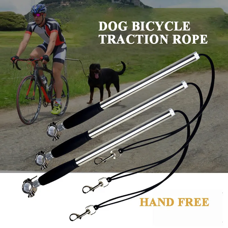 Stainless Steel Elastic Dog Bicycle Traction Rope Dog Leash Bike Attachment Pet Walk Run Jogging Hand Free Pets Leash