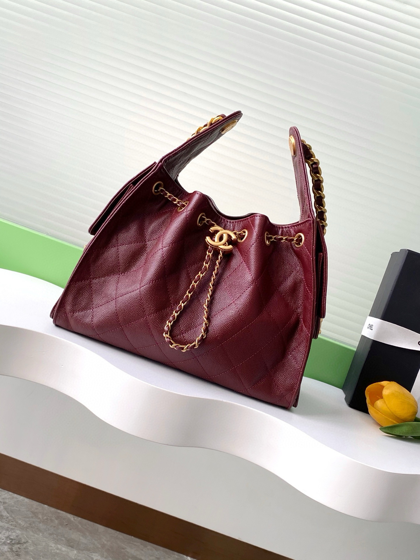Chanel 25 Small Hobo Bag in Burgundy