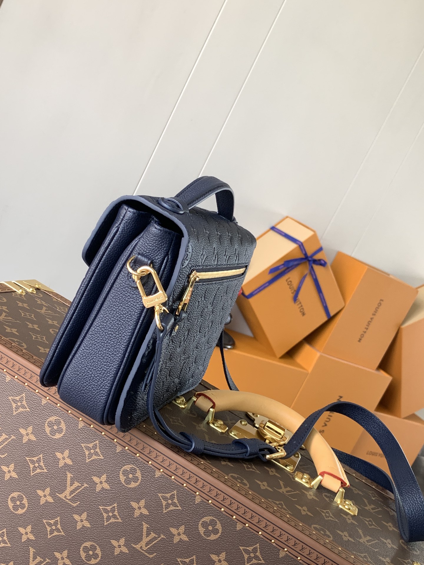 M47142 Pochette Metis Bag in Navy Blue Monogram Empreinte Leather