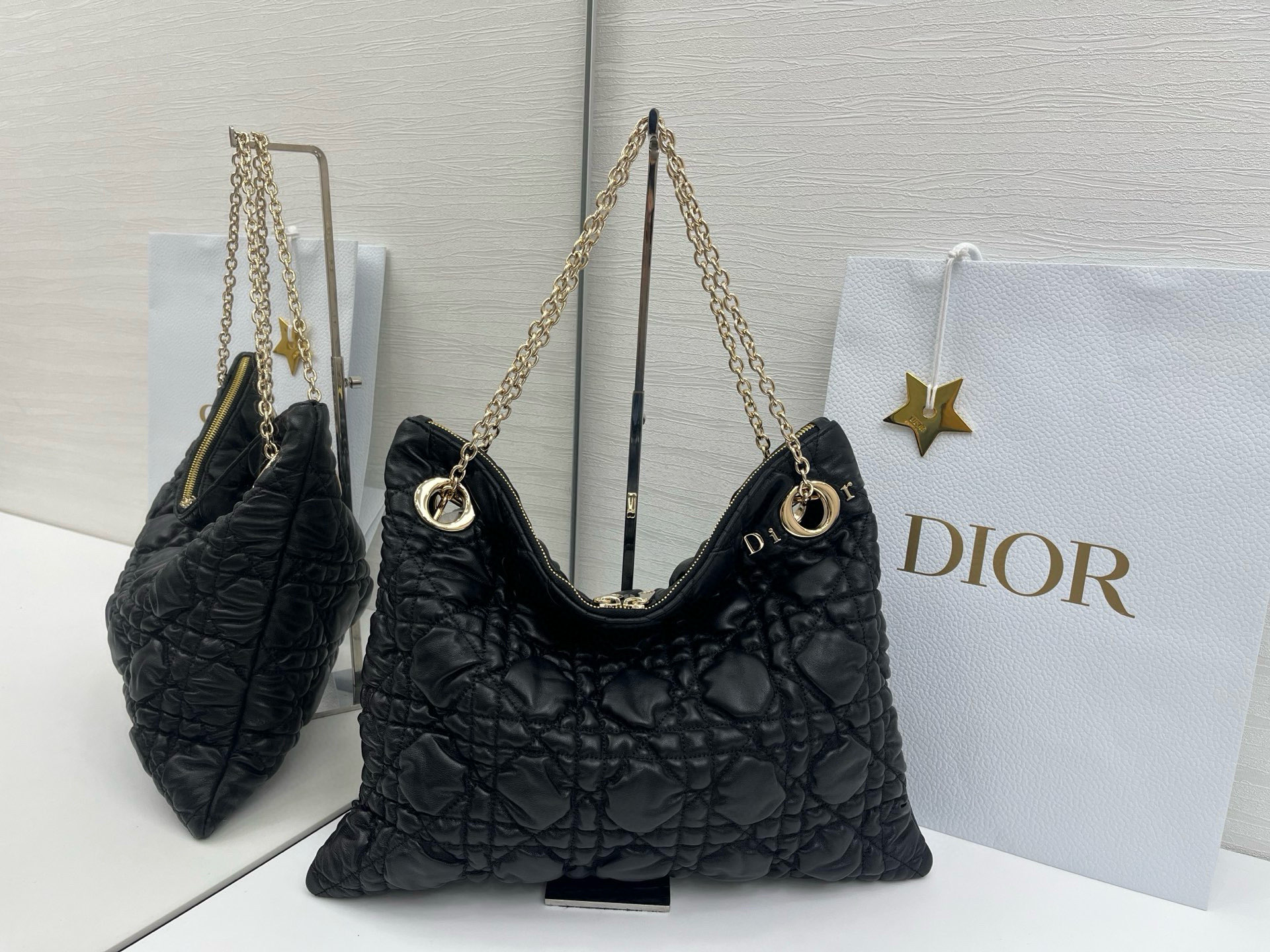 Dior Black Large Quilted Tote in Cannage Lambskin