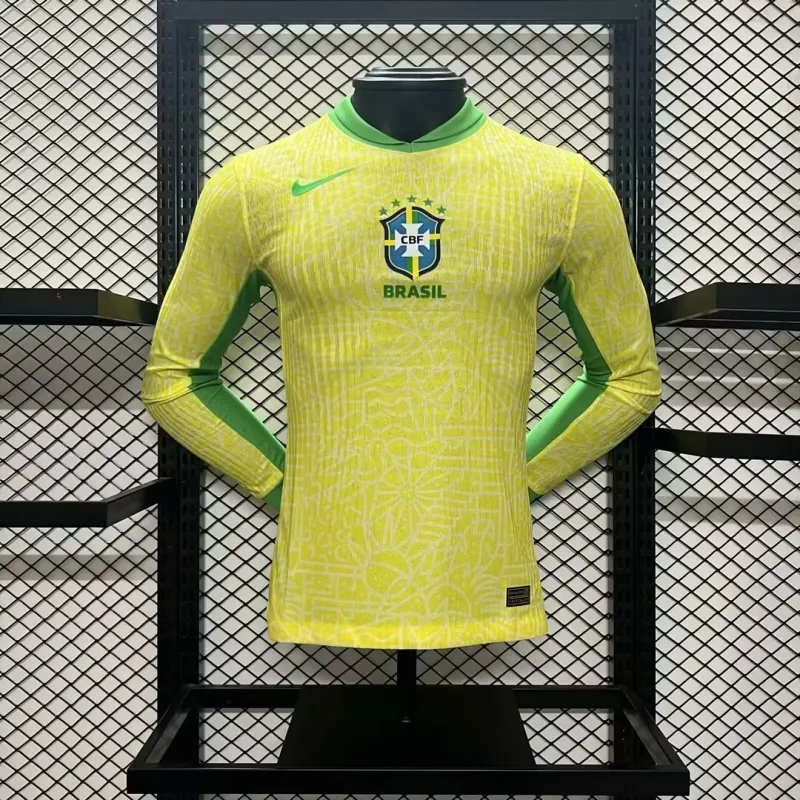 Nike Authentic Soccer Jersey Brazil Home Shirt Long Sleeve 2024