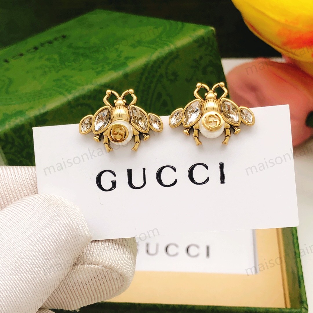 Gucci Bee Pearl Studs Earrings - KAIROO