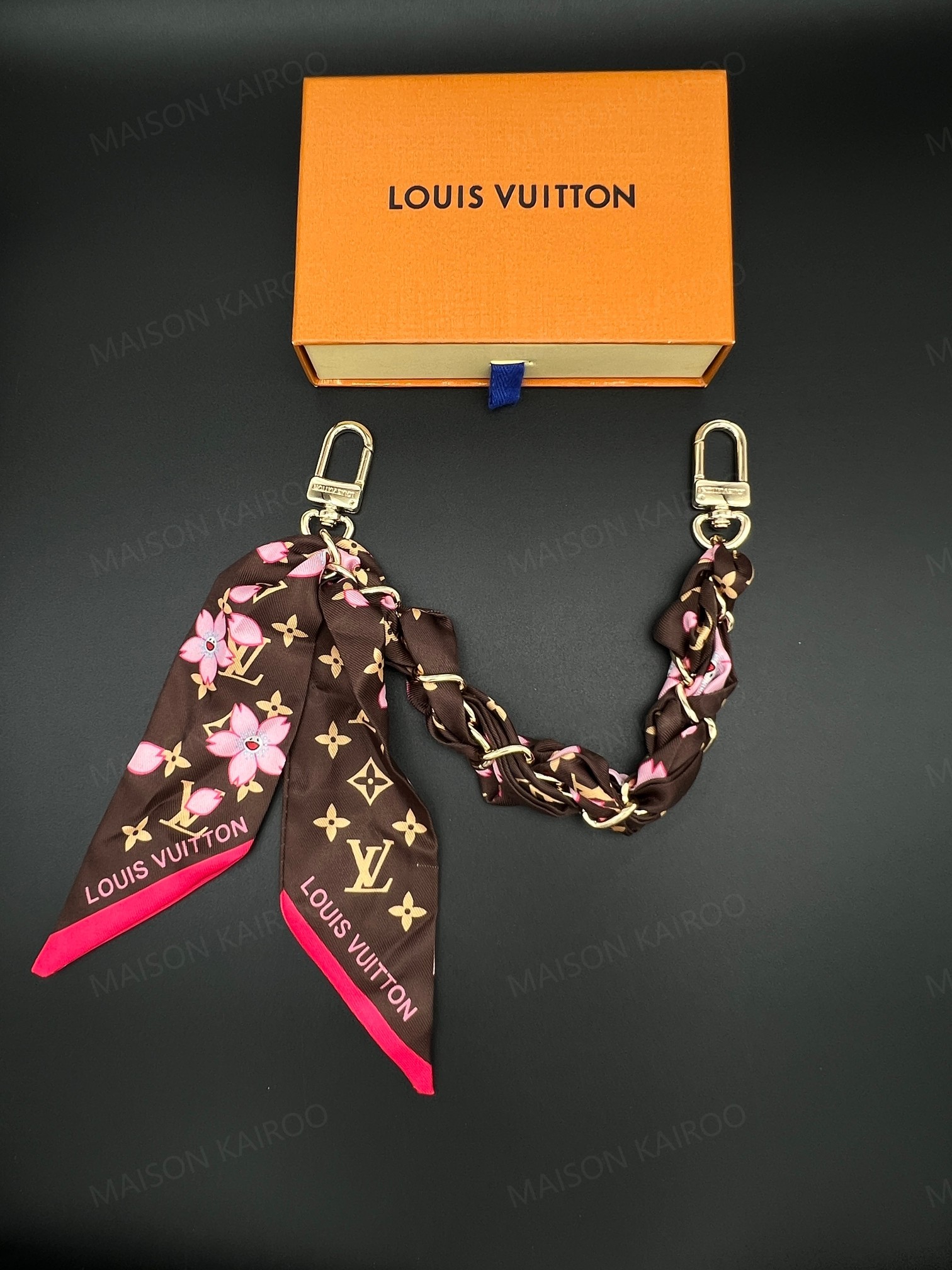 Louis Vuitton LV Cherry Blossom Scarf Chain Bag Charm - KAIROO