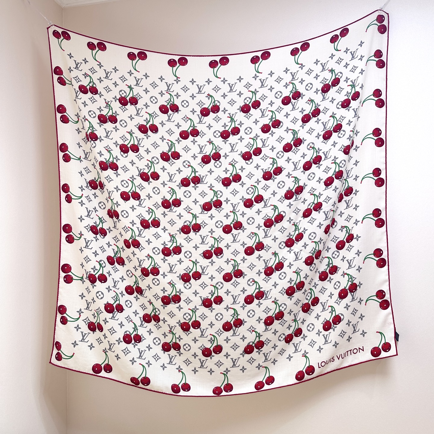LV x TM Monogram Cherry Blossom Shawl 140