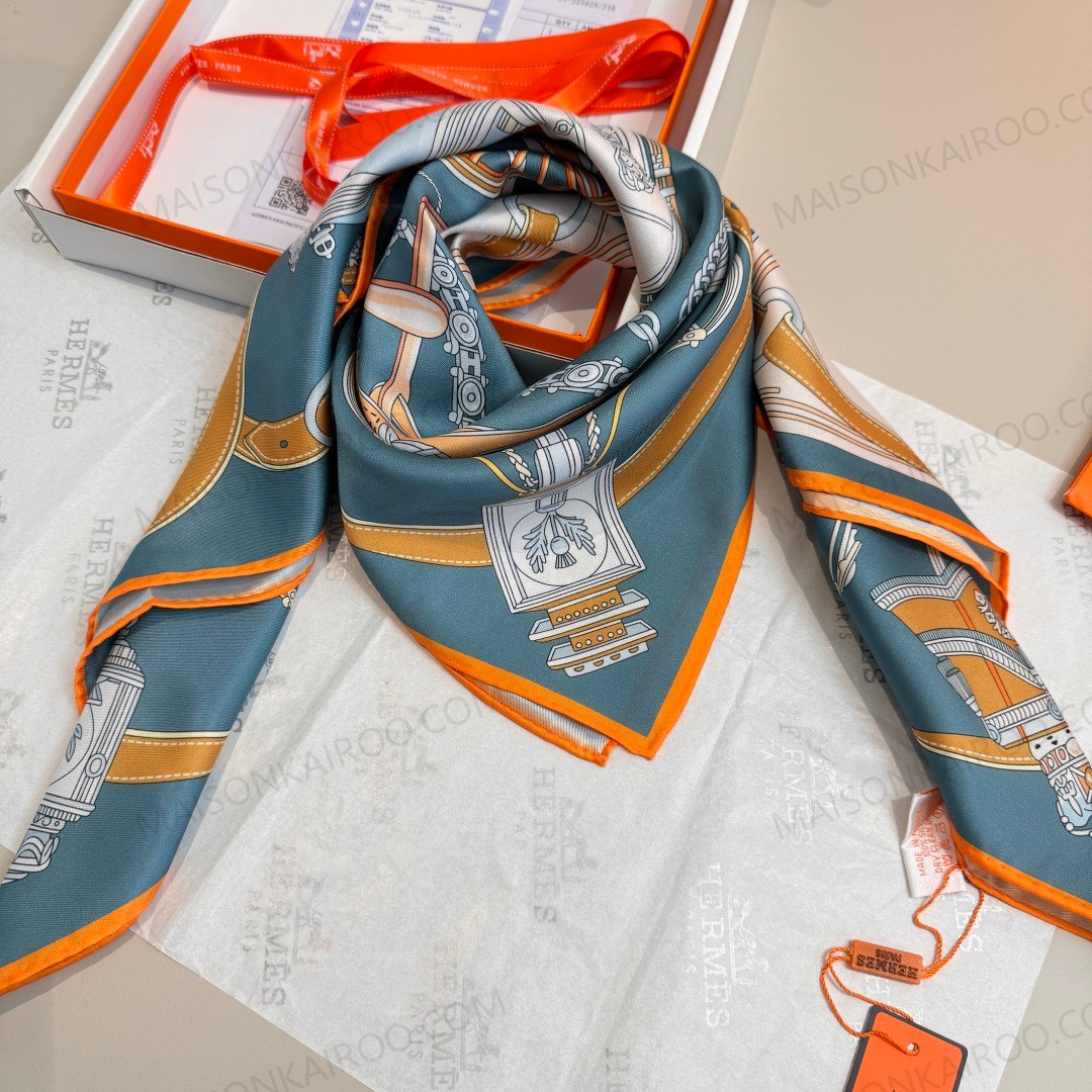 Hermes Stately Wheels 90 Silk Twill Scarf - KAIROO