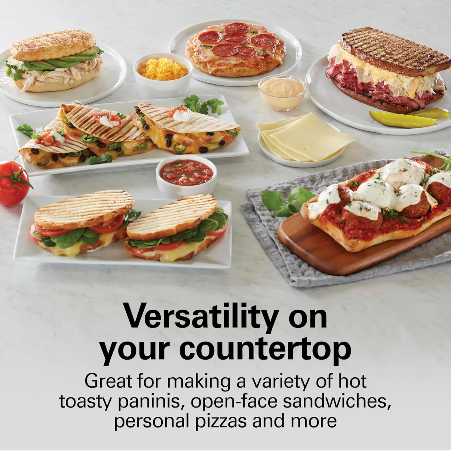 Hamilton Beach Panini Press Sandwich Maker & Electric Indoor Grill with Locking Lid, Opens Wide to Fit Any Thickness for Quesadillas, Burgers & More, Nonstick 8