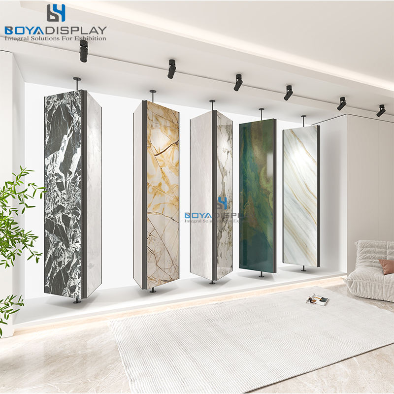 Customized Revolving Rotating Ceramic Tile Display Rack Stone Tile Sample Display Stand Rack for Showroom Display System