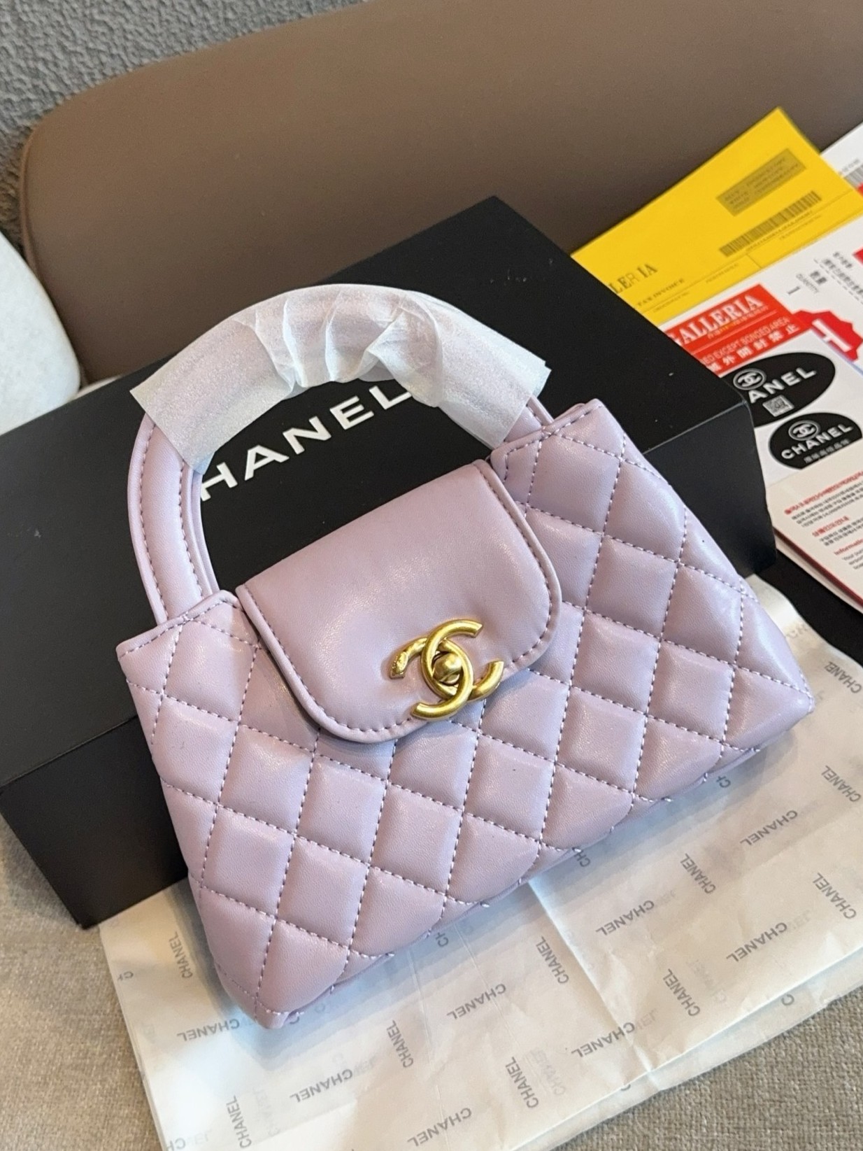 Chanel Mini Kelly 19CM Diamond Quilted Shiny Leather Chain Top Handle Crossbody Bag - KAIROO
