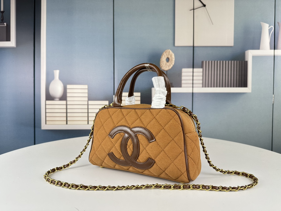 CHANEL Brown bowling bag