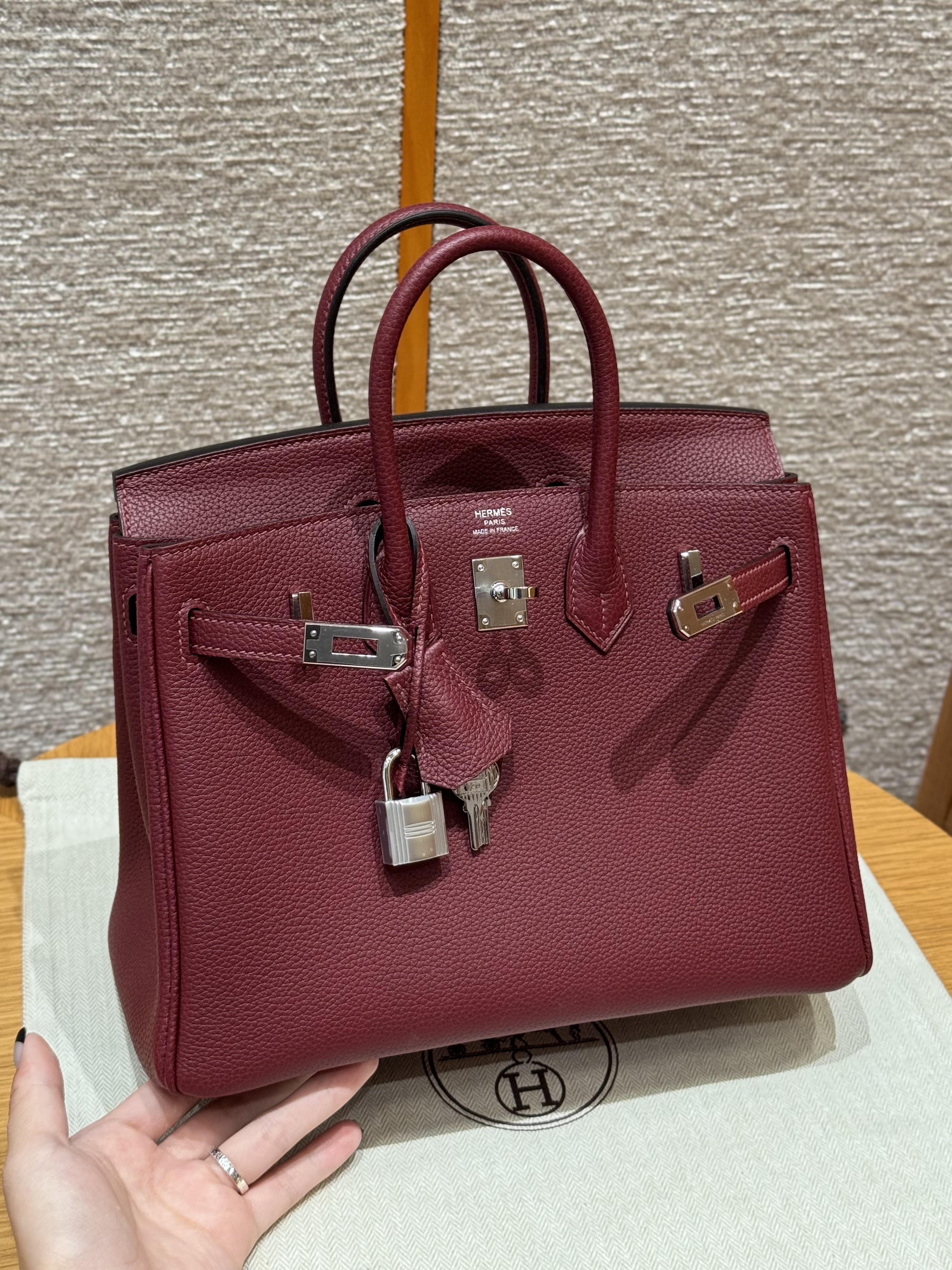Hermes Rouge H Togo Birkin 25 Bag