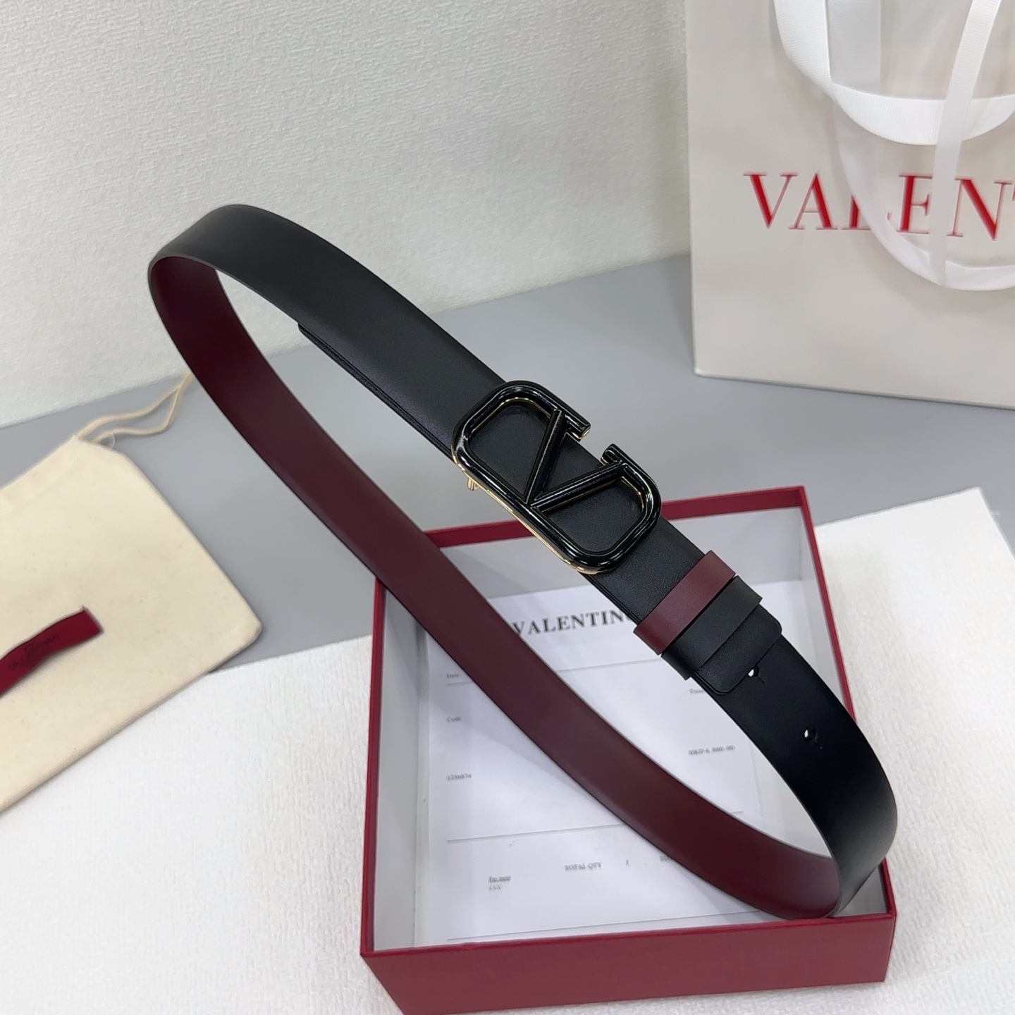 Valentino Reversible Leather Belt 3cm