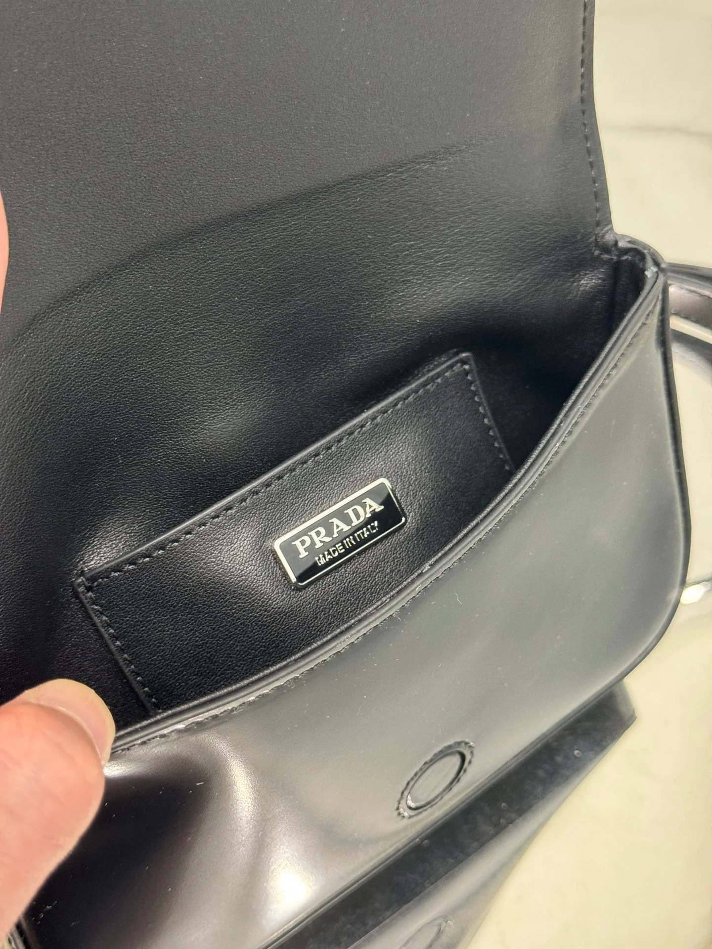 Prada FLAP BAG 18 IN BLACK SHINY CALFSKIN