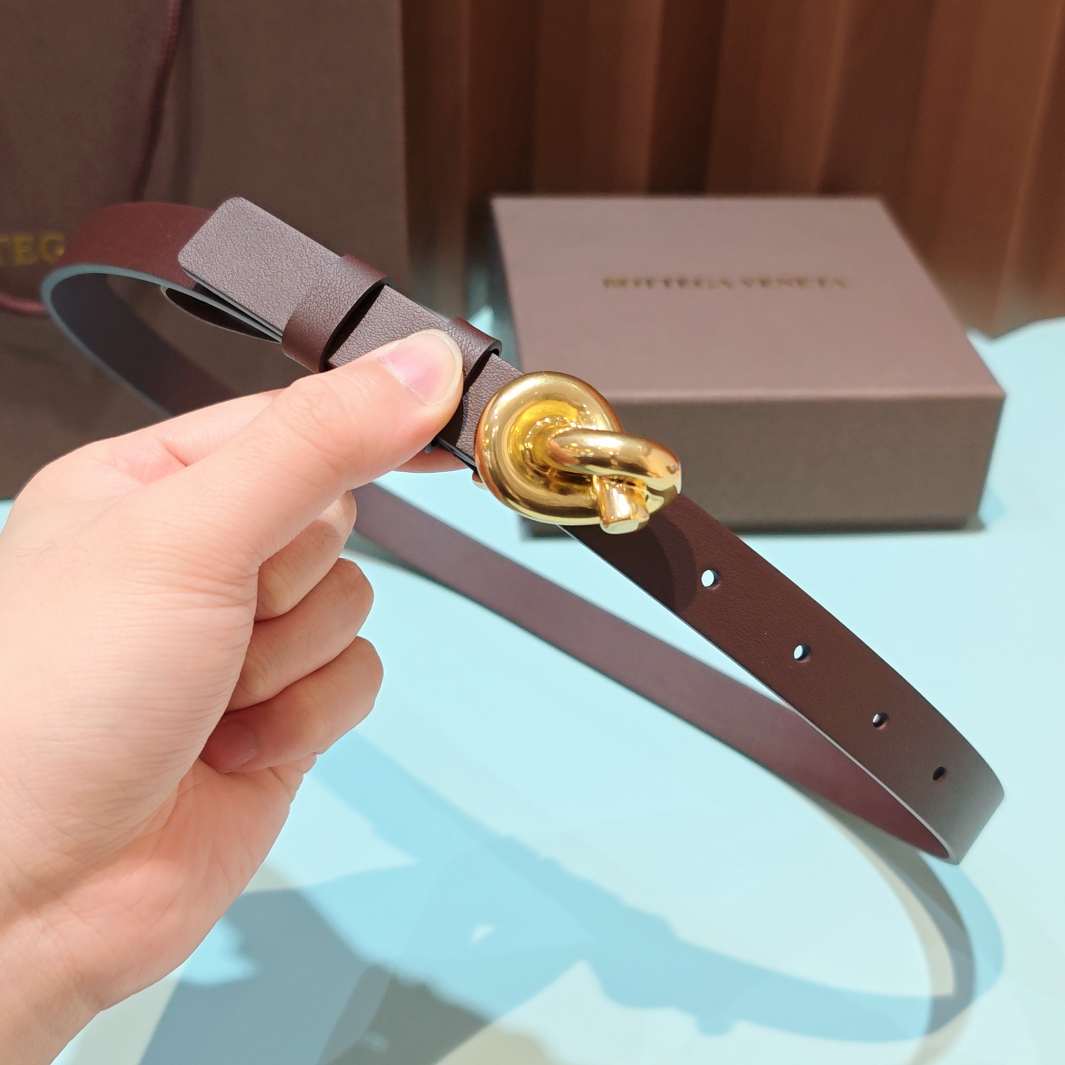Bottega Veneta Knot Leather Belt 2.0cm