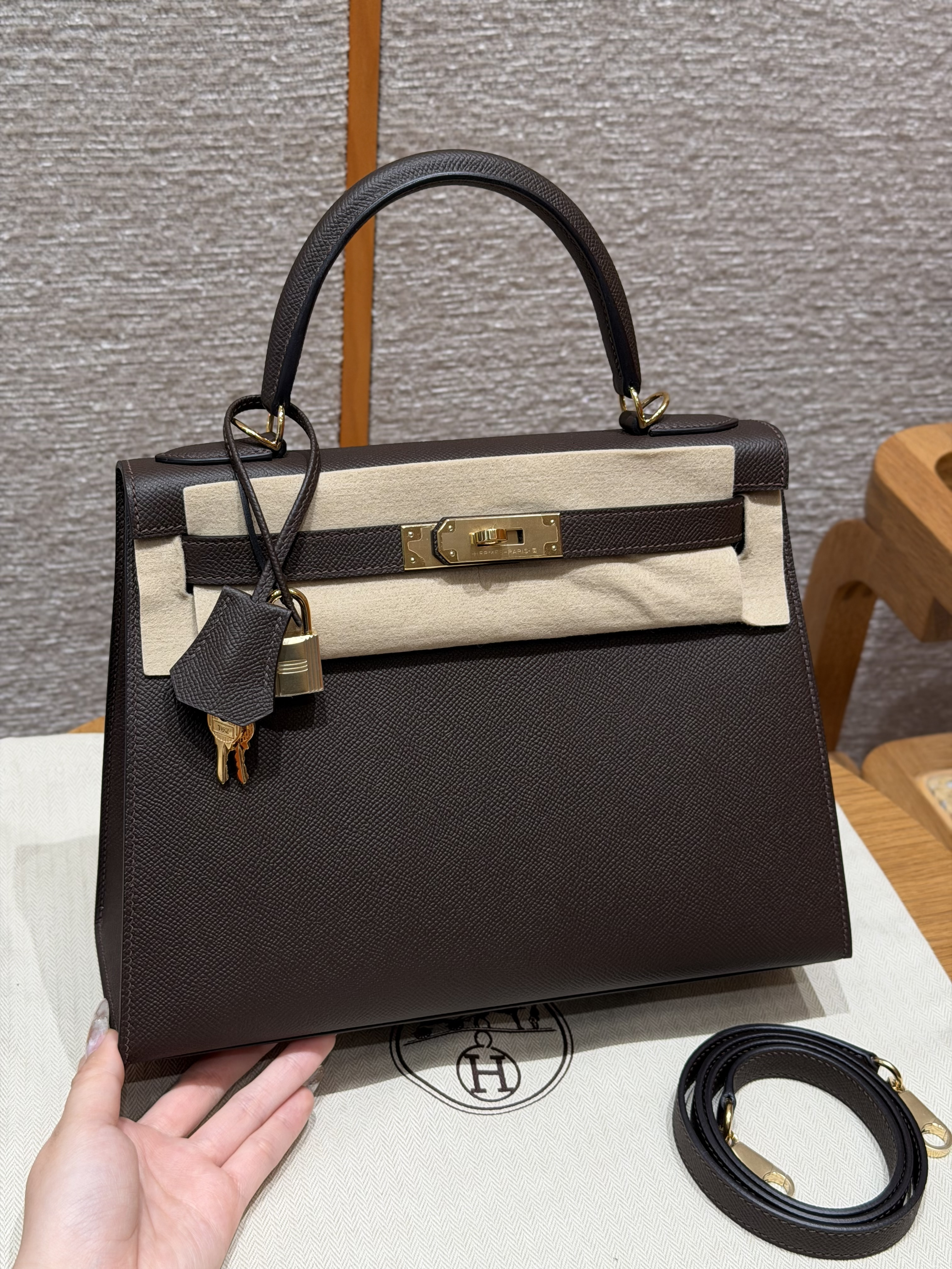 Hermes Chocolate Epsom Kelly 28